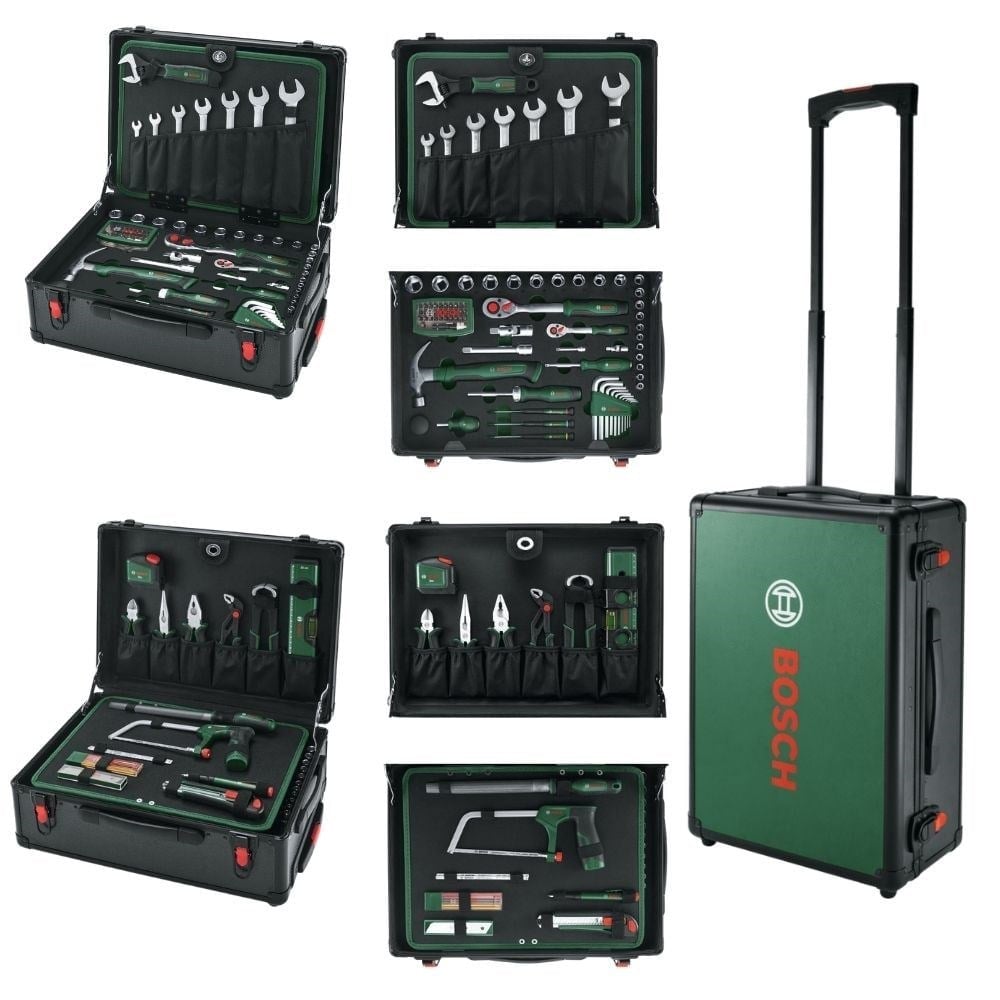 BOSCH 1600A02ZB4 Tekerlekli Dolu Takım Çantası - El Aleti Seti Profesyonel 119 Parça