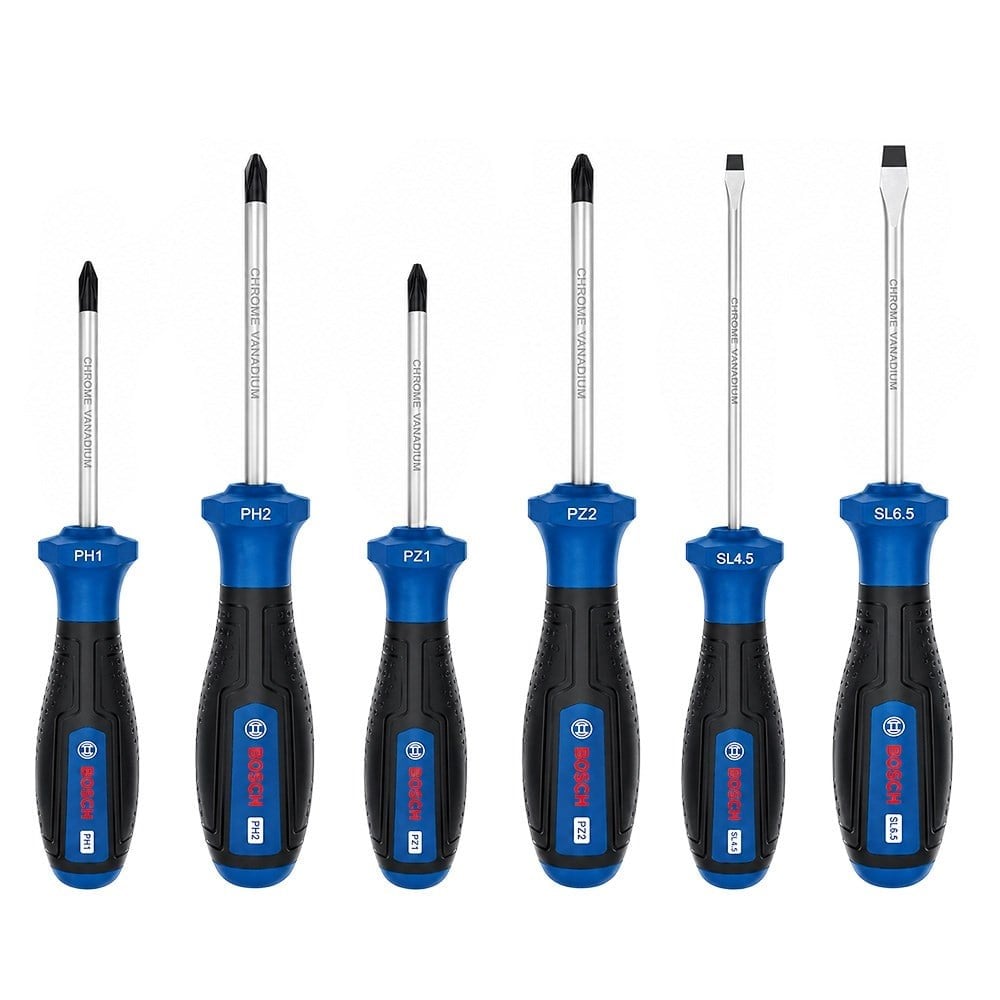 BOSCH Düz Ve Yıldız Uçlu Topaç Tornavida Takımı PH/PZ/SL 6 Parça