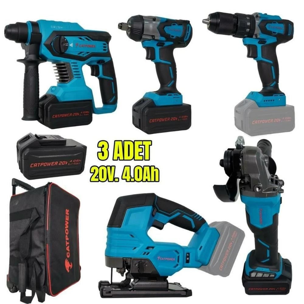 CATPOWER CAT4150 Akülü Kombo 5'Li Set Kömürsüz 20V Li-Ion 4Ah