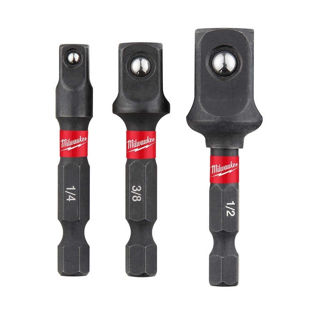MILWAUKEE 1/4 -1/2 - 3/8 Bits Uçlu Lokma Adaptörü - Dönüştürücü 3 Parça