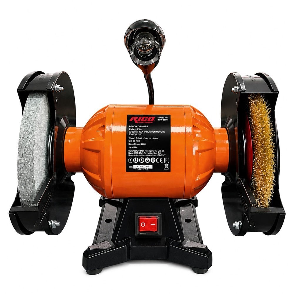 RICO Zımpara Taş Motoru Fırçalı Işıklı 600 Watt 200 Mm