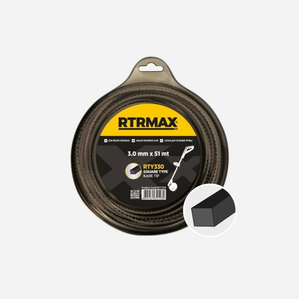 RTRMAX RTY333 Tırpan Misinası Siyah Kare 42 Metre 3.3 Mm