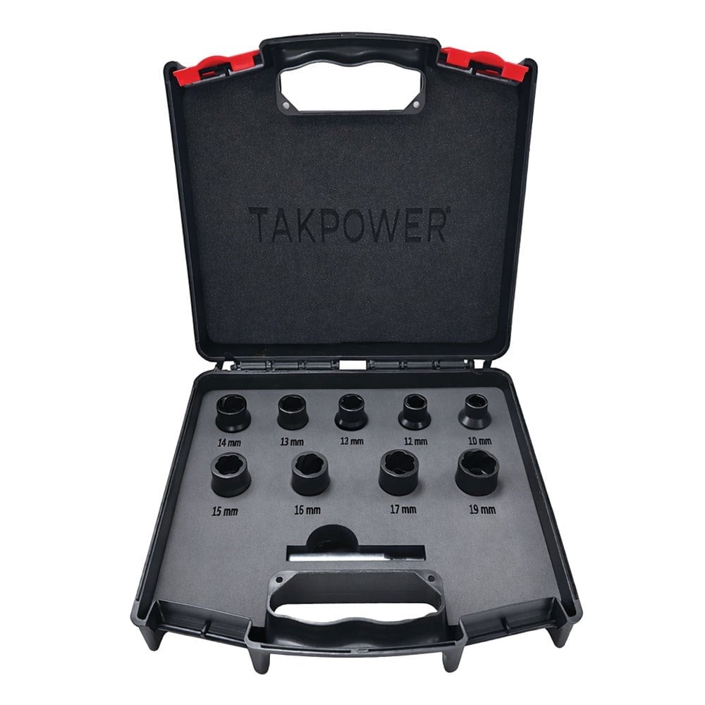 TAKPOWER 1/2 Twist Lokma Seti Hasarlı Cıvata Ve Somun Sökme 9 Parça