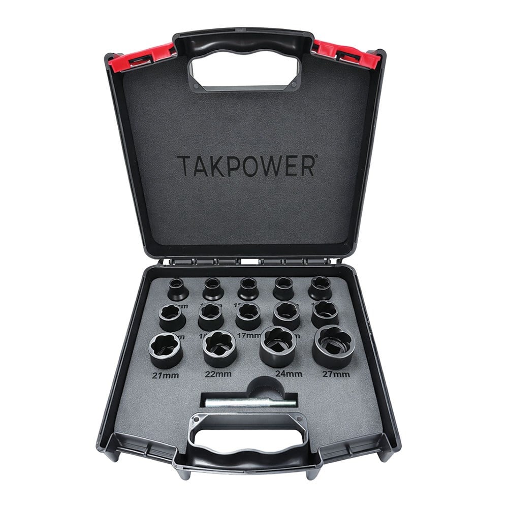 TAKPOWER 1/2 Twist Lokma Seti Hasarlı Cıvata Ve Somun Sökme 14 Parça