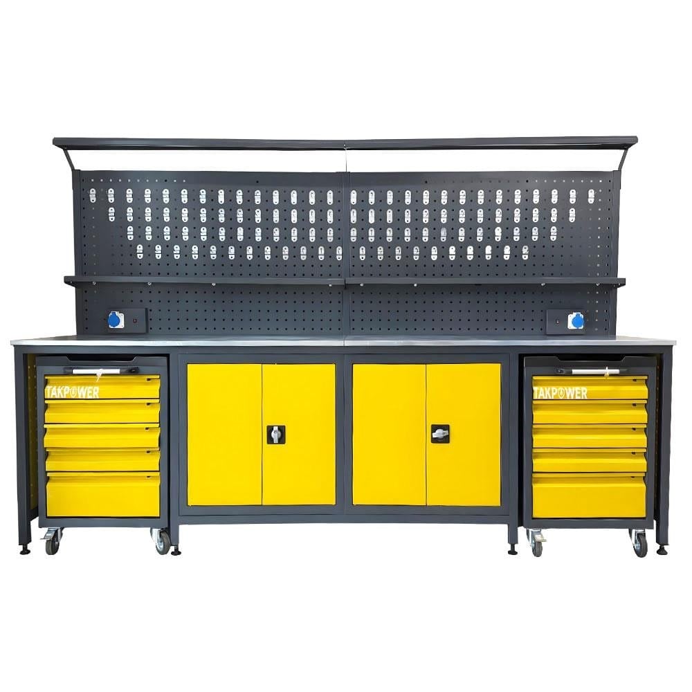 TAKPOWER TTR4432 3 Metre Takım Tezgahı 2 Dolaplı + 2 Boş Takım Arabası