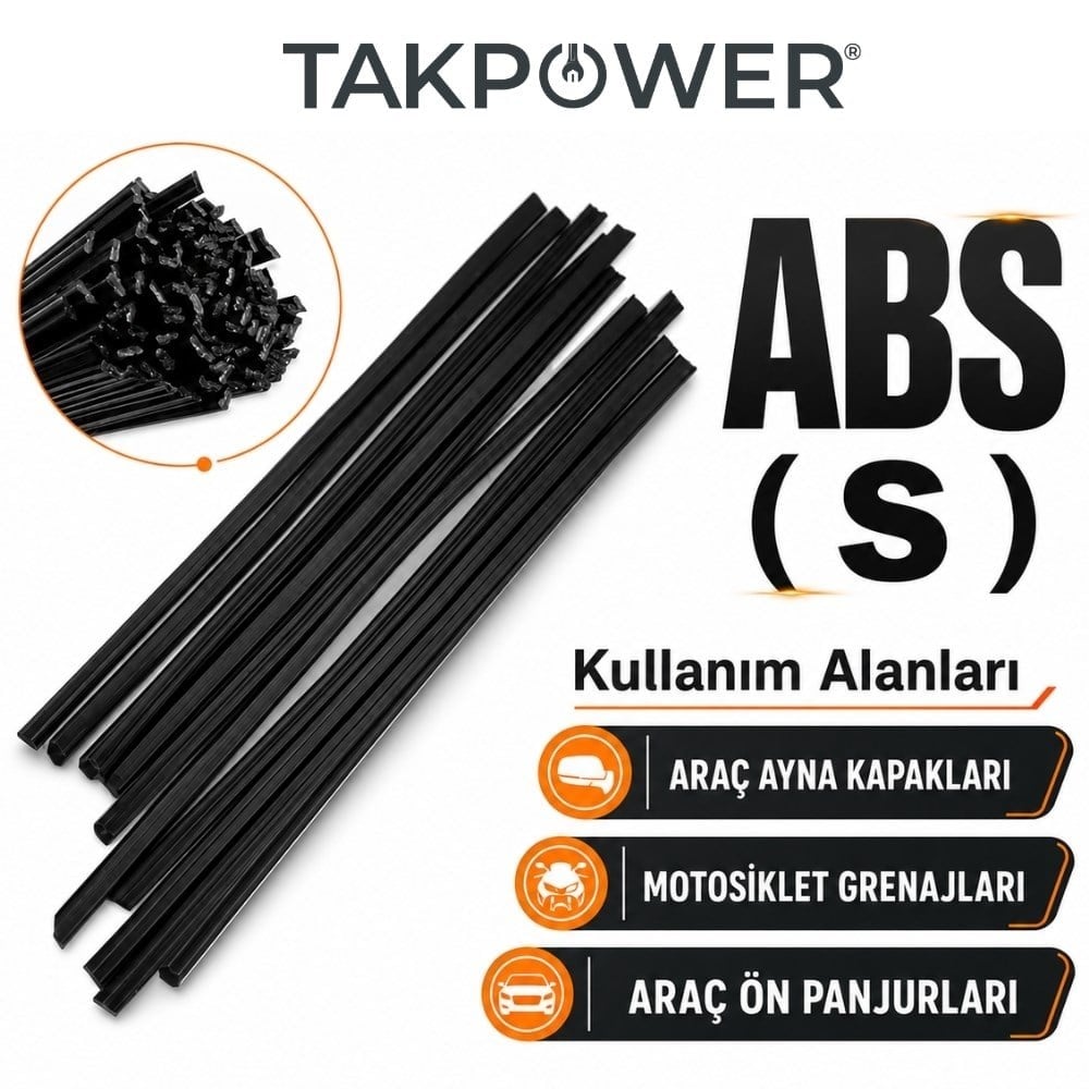 TAKPOWER Plastik Kaynak Elektrodu Siyah ABS 1.0 X 400 Mm 20 Adet