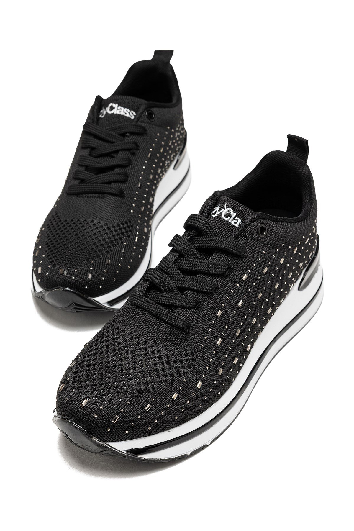Kadın Yazlık Triko Sneaker Taş Detaylı Ortopedik Günlük Ayakkabı