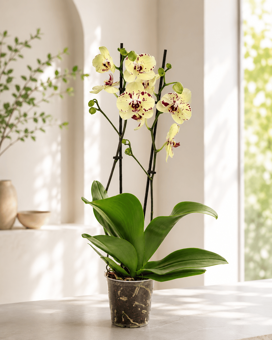 Sarı Phalaenopsis Orkide – Çift Dal