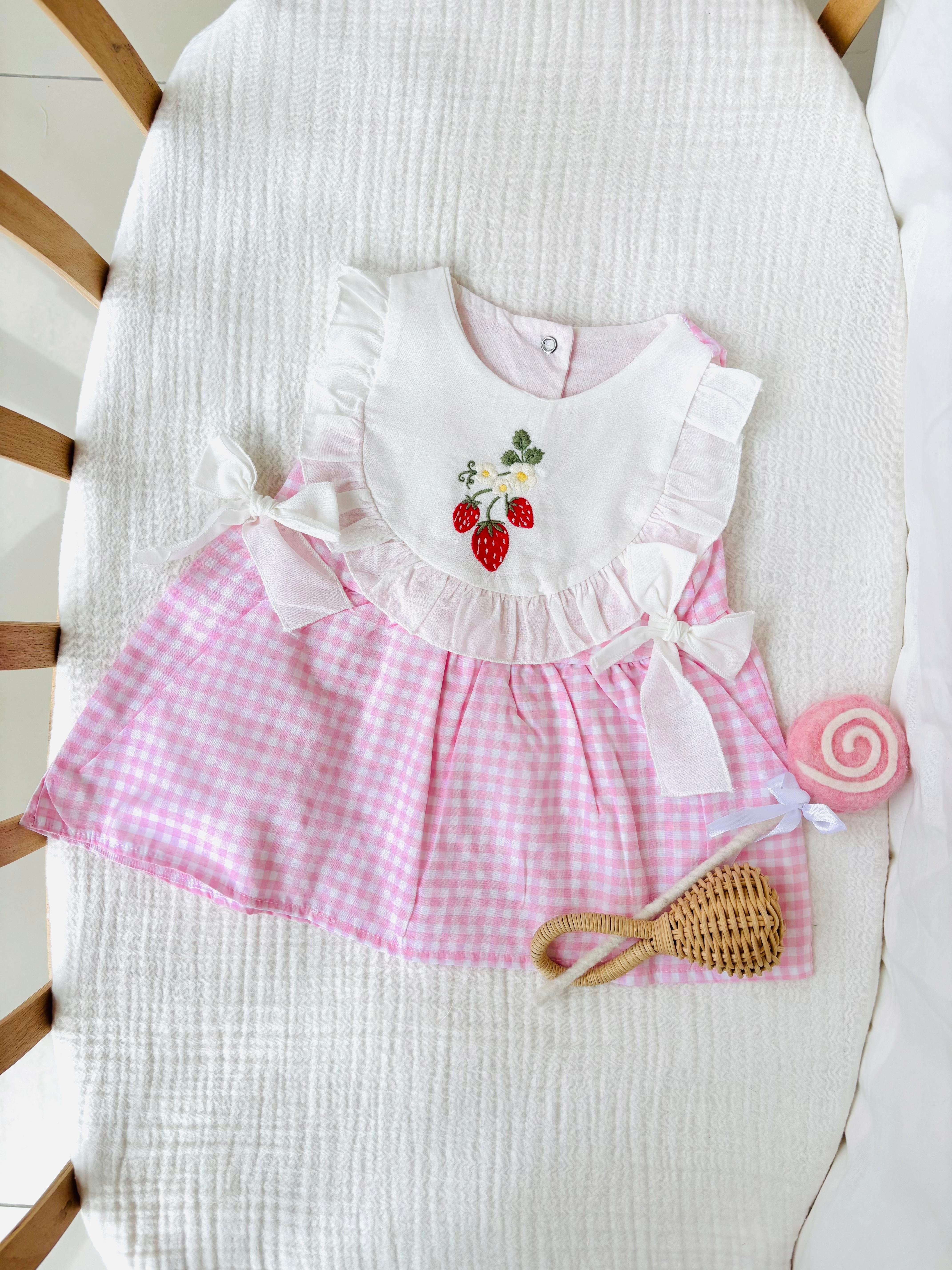 Cherry Ekoseli Elbise - Pembe