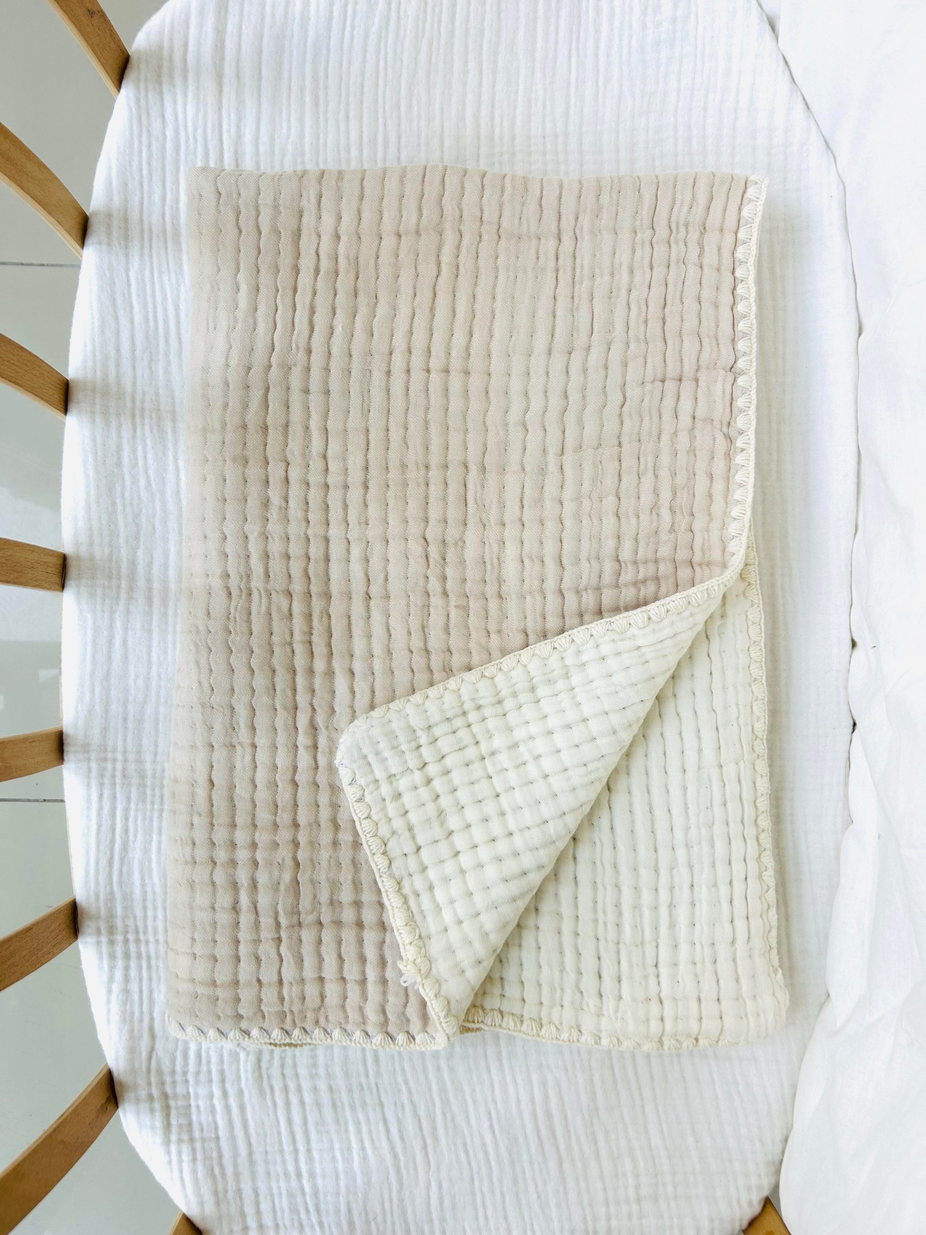 Dört Kat Müslin Battaniye - Krem