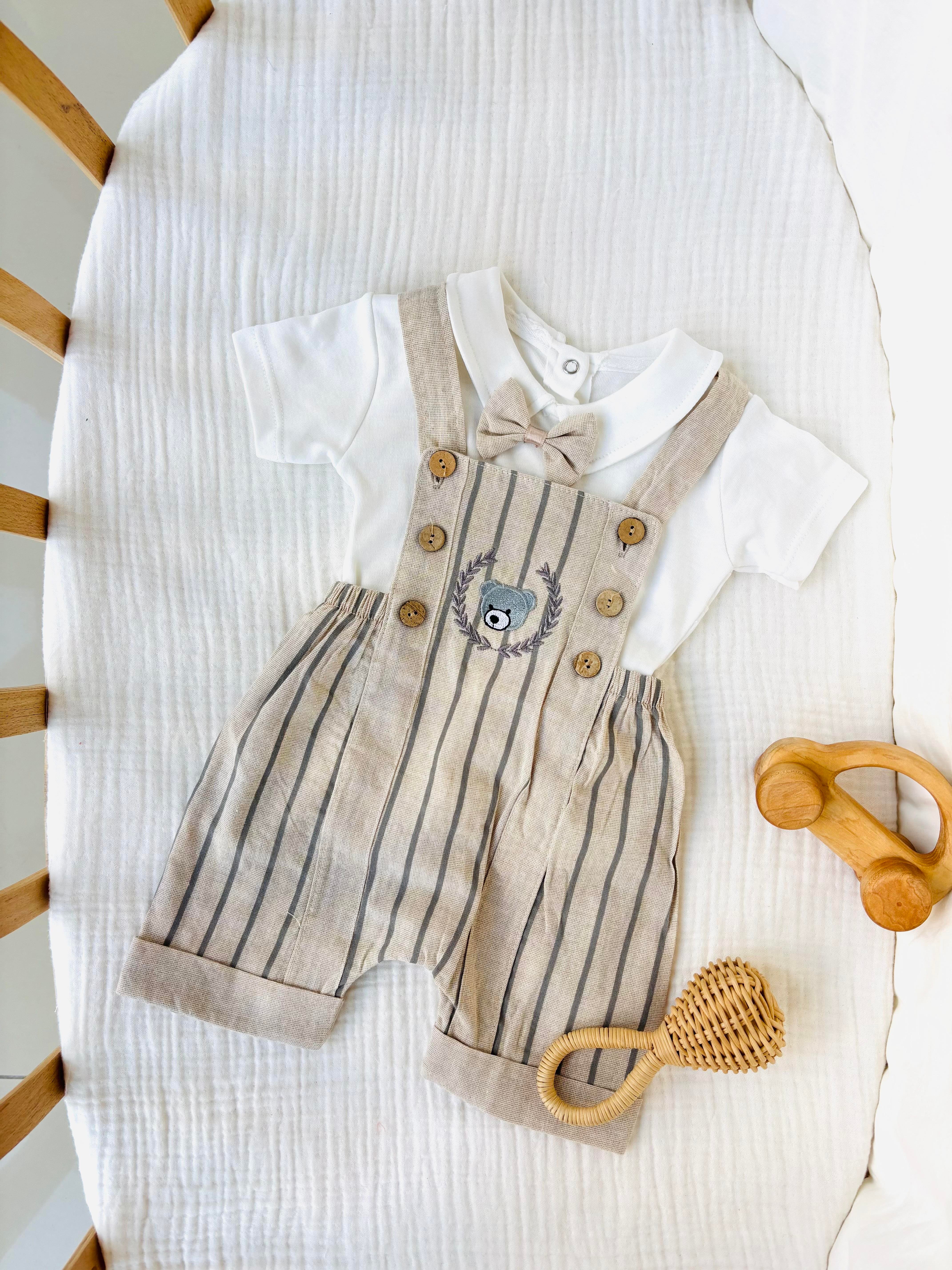 Elio Ayı Nakışlı Salopet Takım