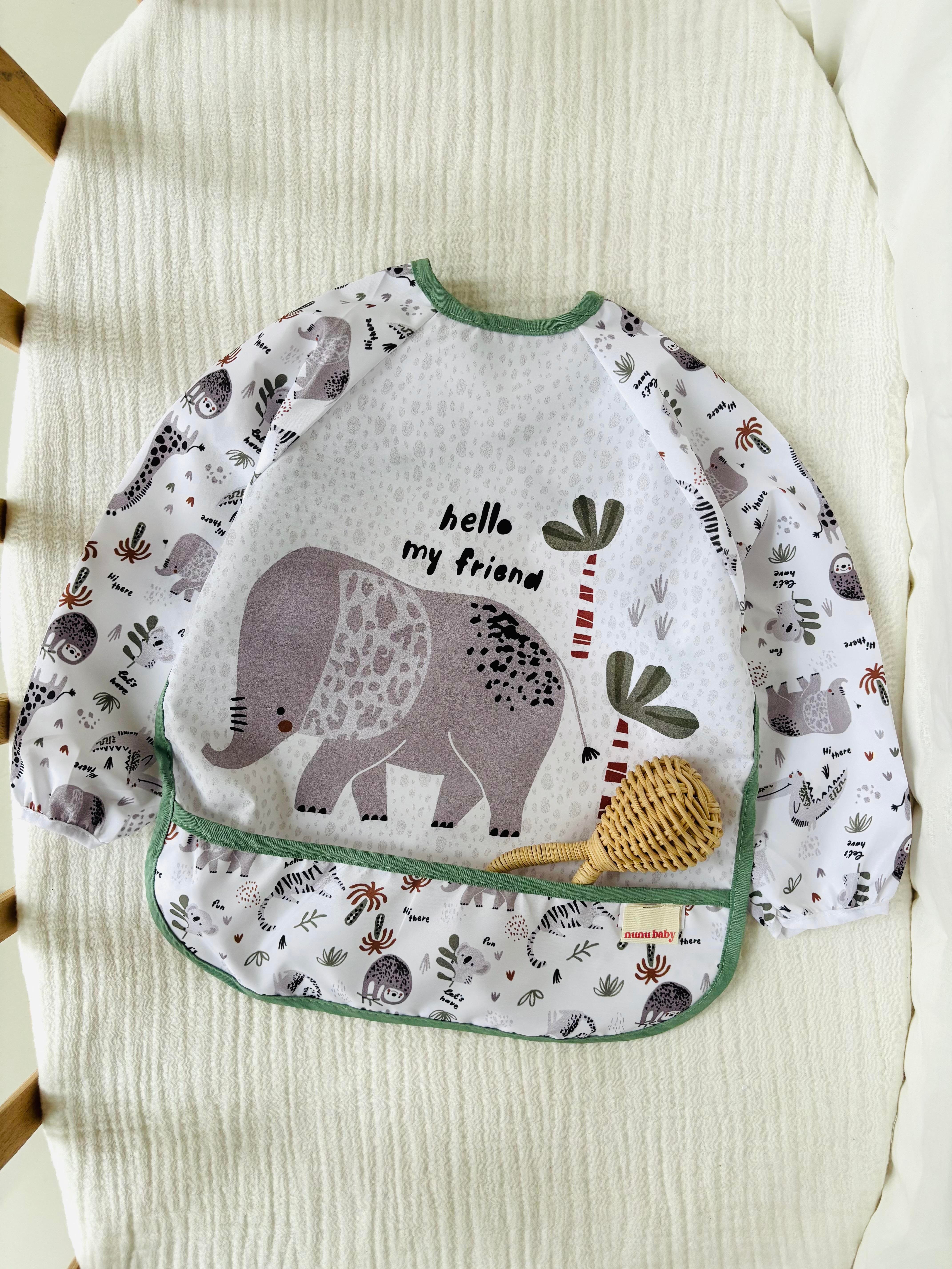 Fil Desenli Kollu Mama Önlüğü