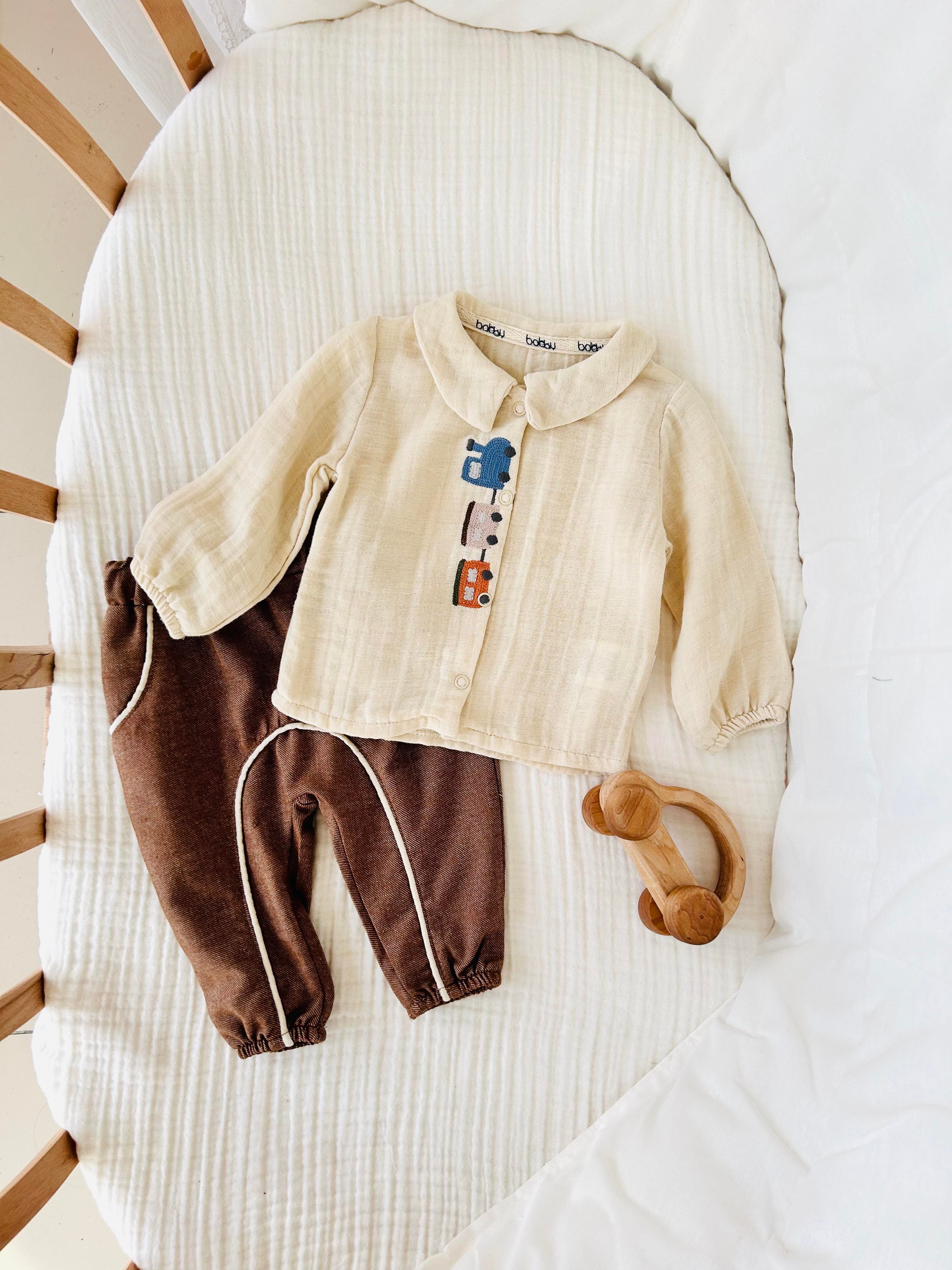 Fred Müslin Gömlekli Takım - Kahve