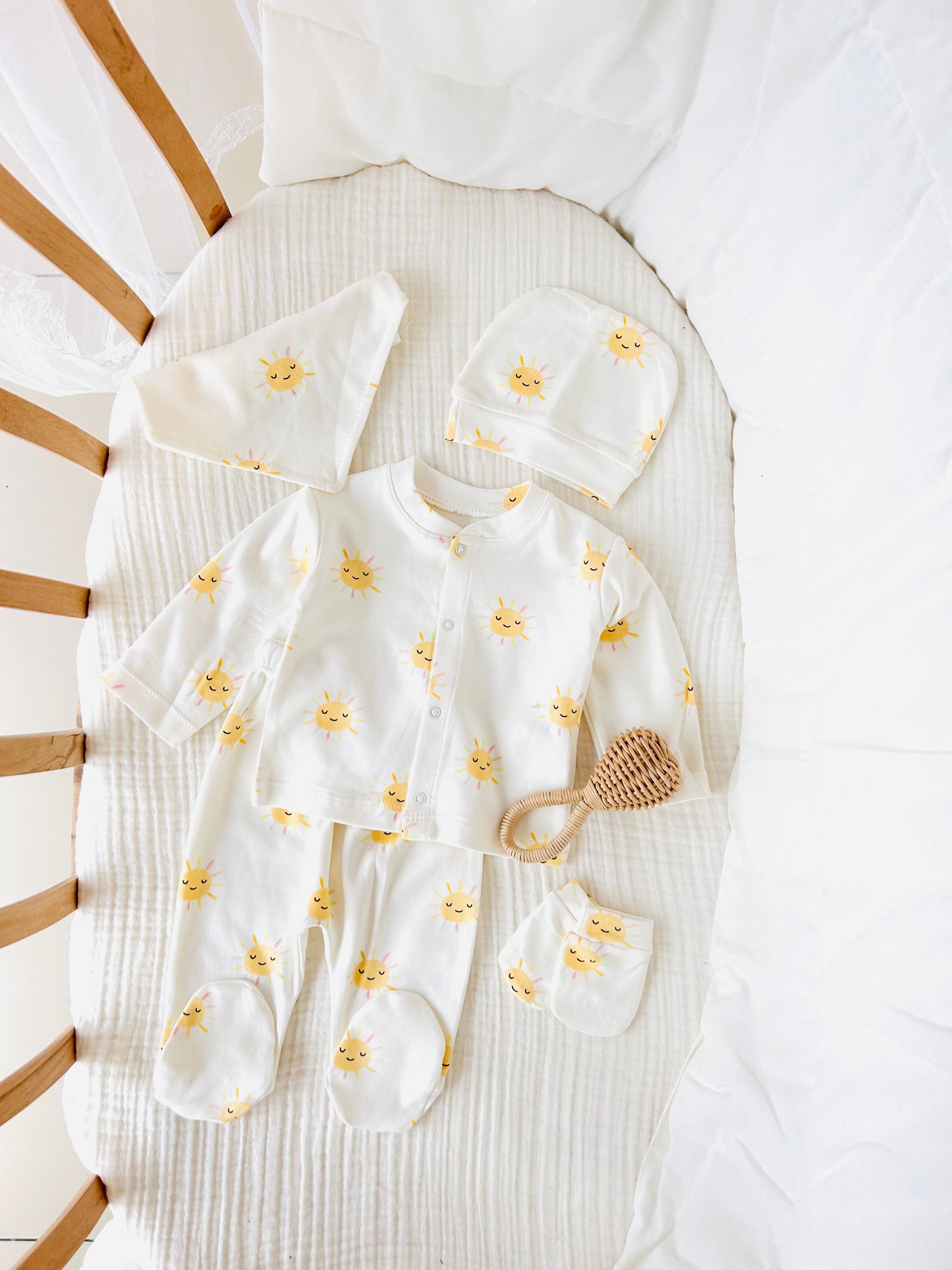 Güneş Desenli 5 Parça Yenidoğan Set