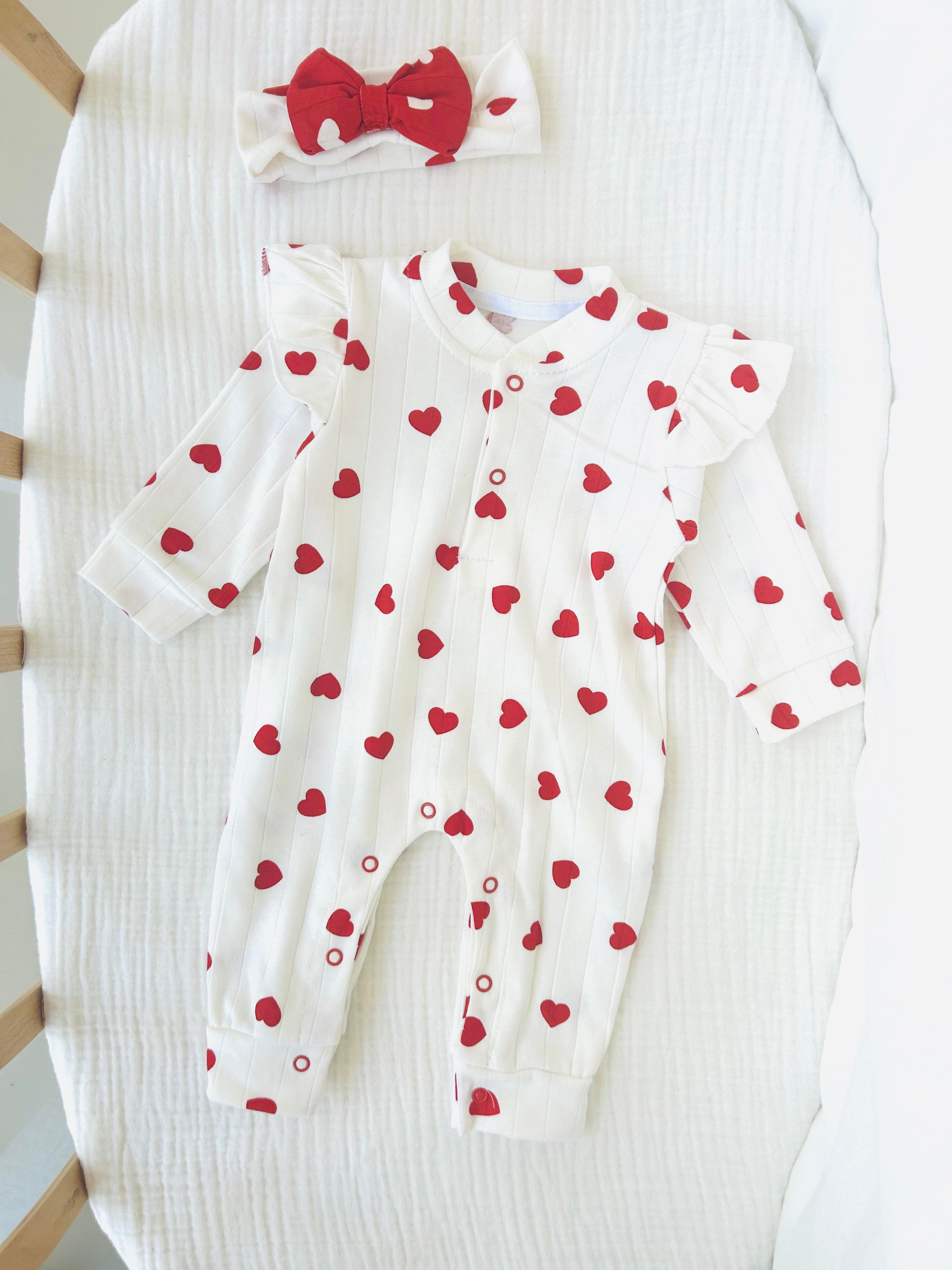 Kolları Fırfırlı Kalp Desen Tulum