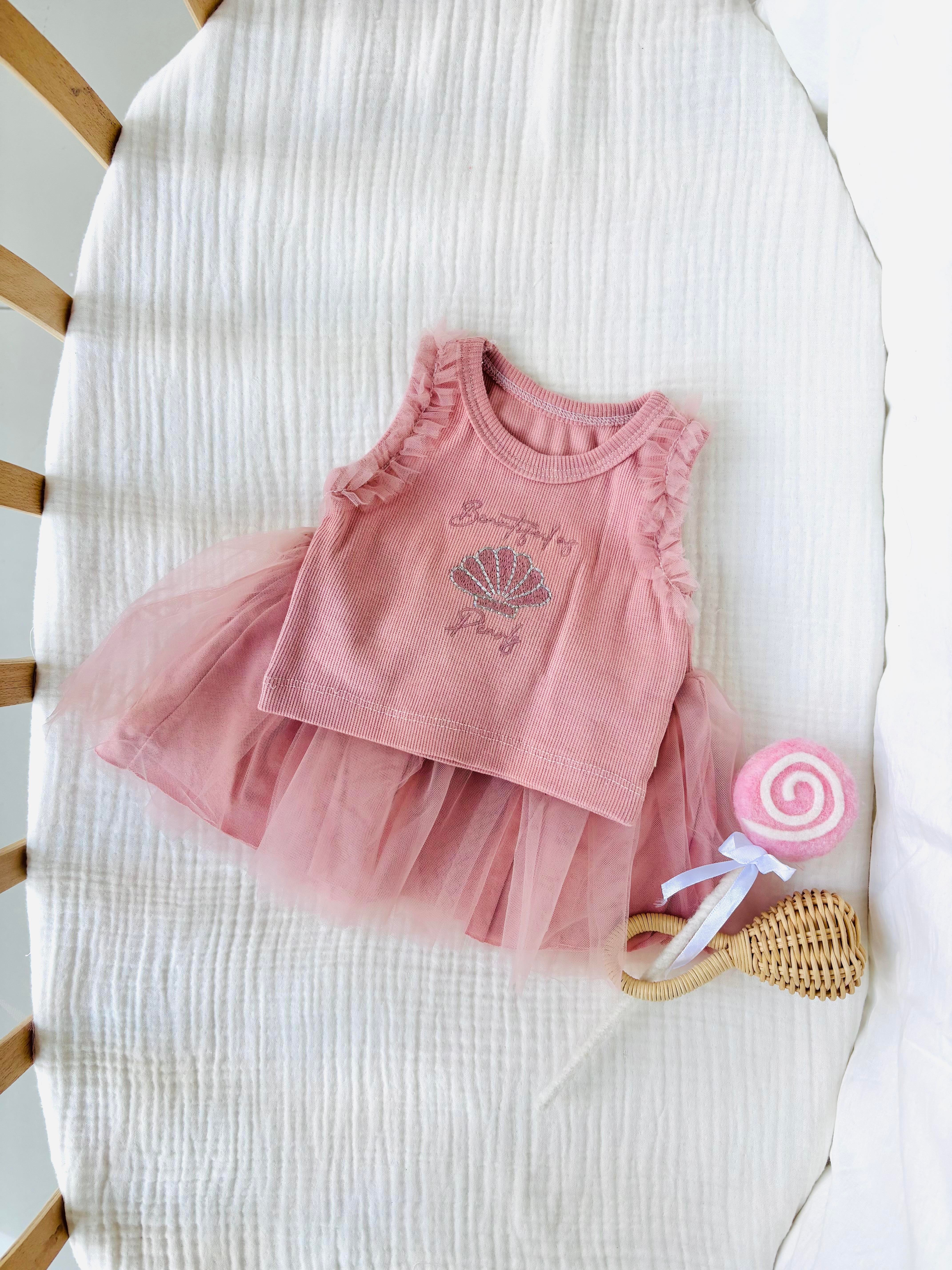 Mermaid Tütü Etekli Takım - Gül Kurusu