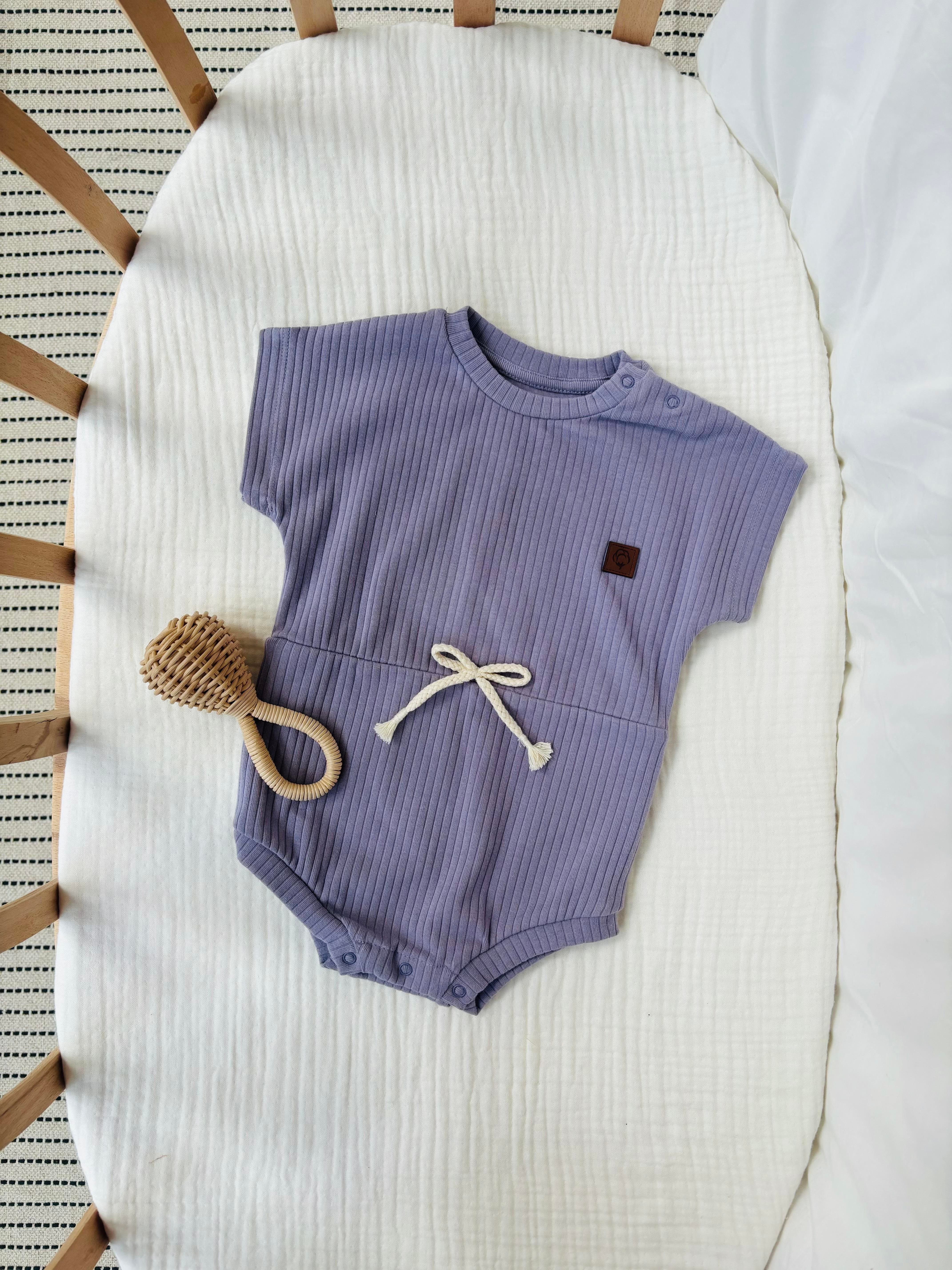 Organik Beli Lastikli Romper -  Mor