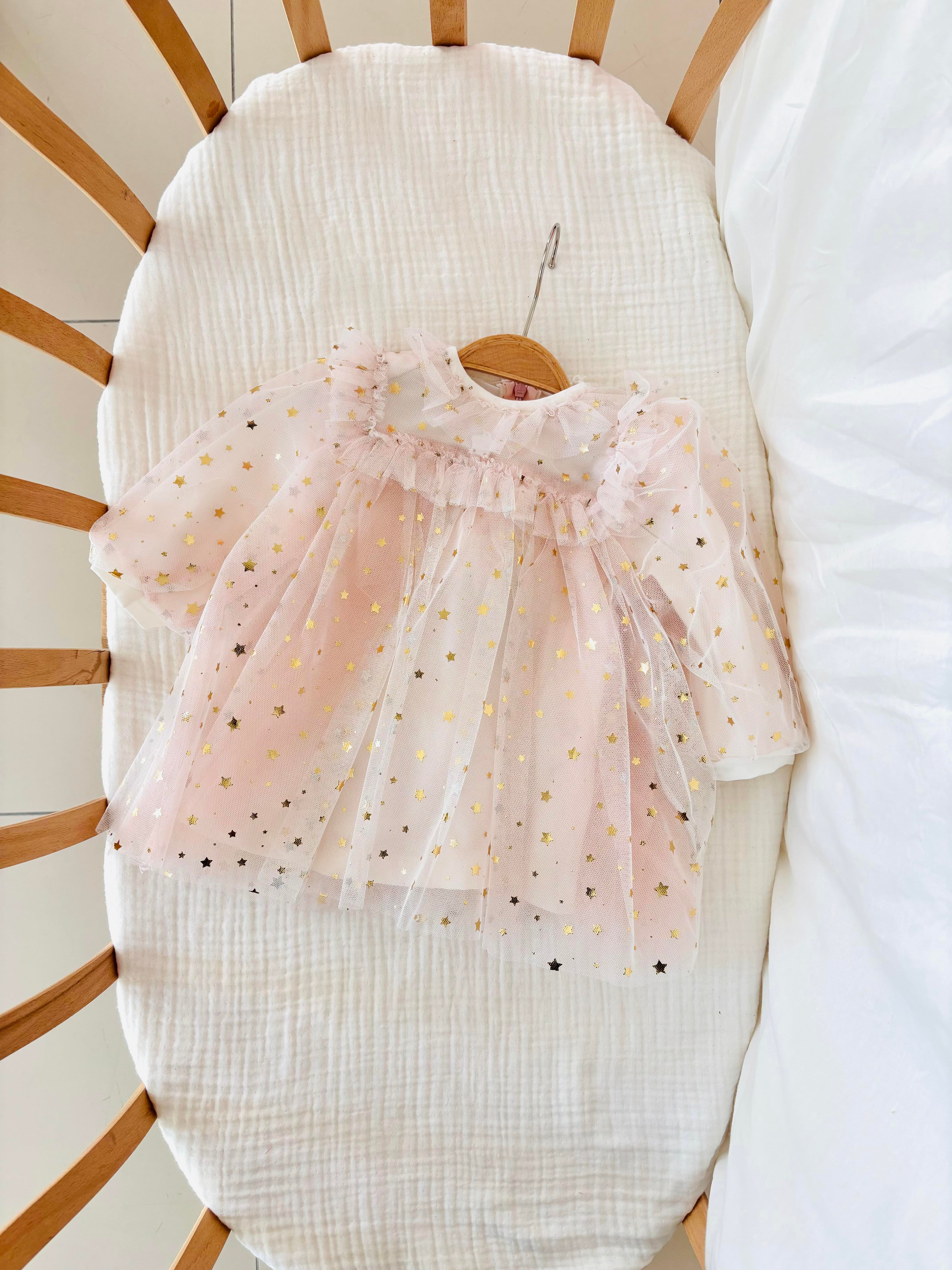 Princess Yıldızlı Elbise - Pudra