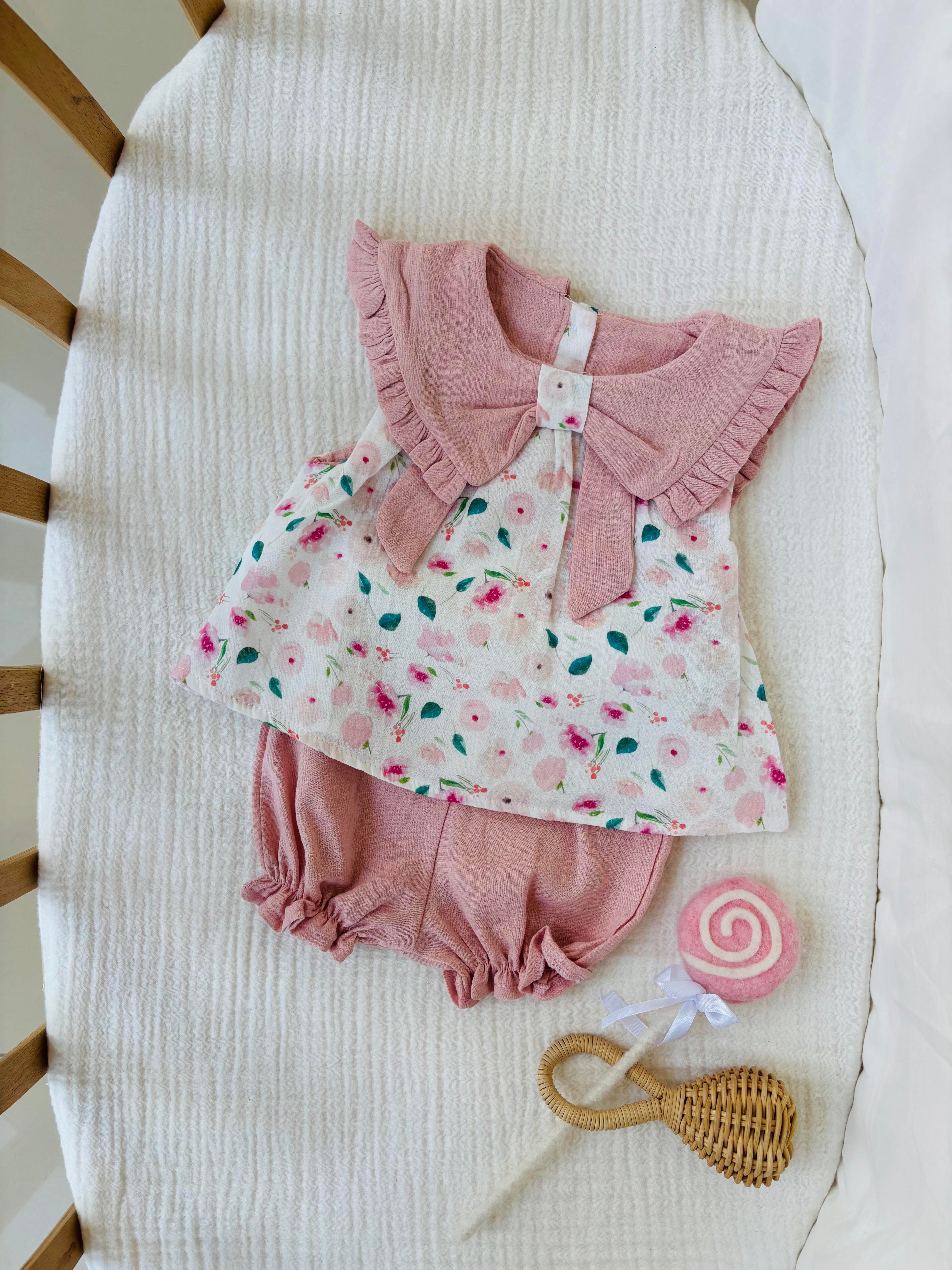 Renee Çiçekli Kız Bebek Takım