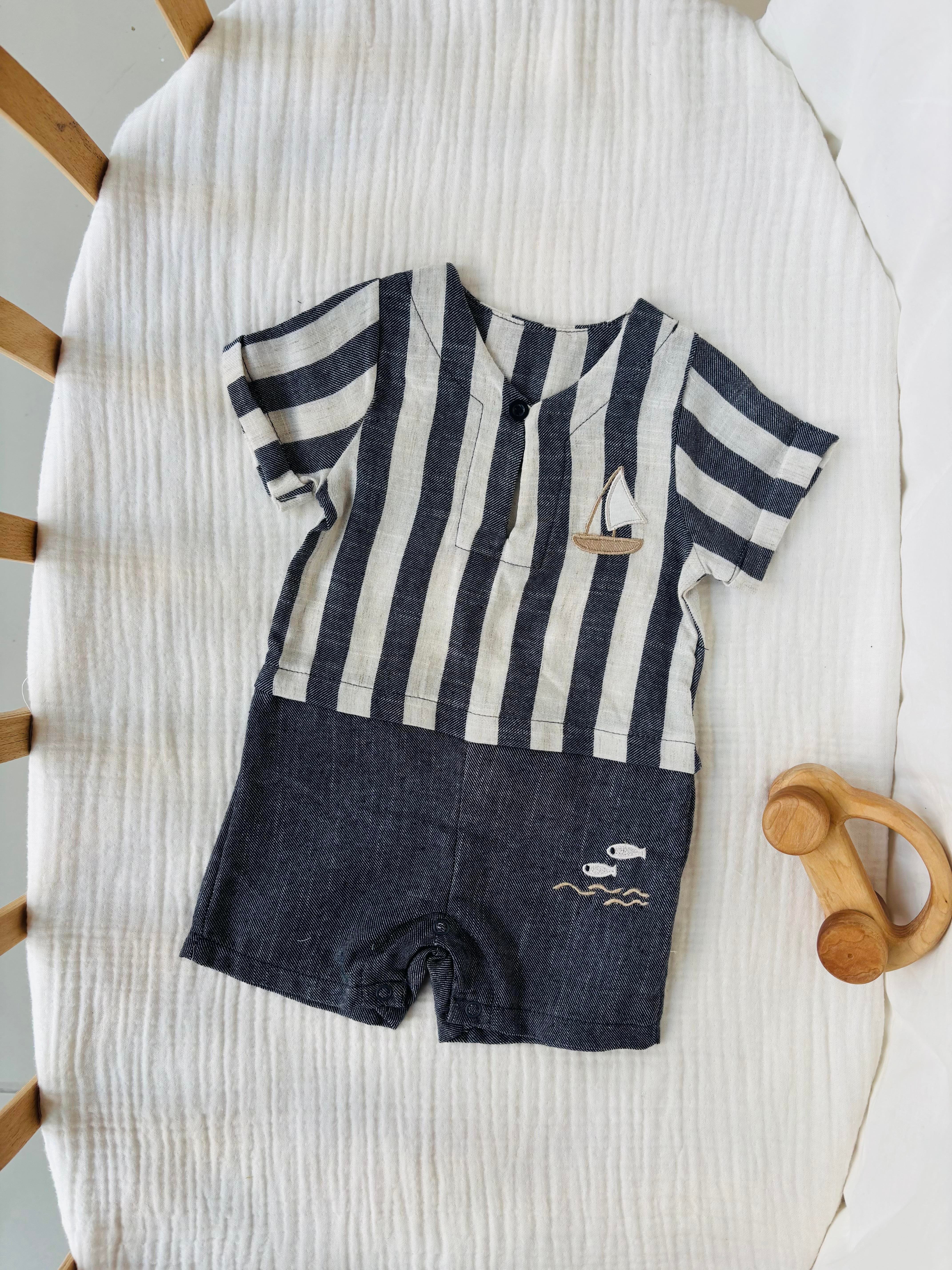 Sailboat Takım Görünümlü Tulum - Lacivert