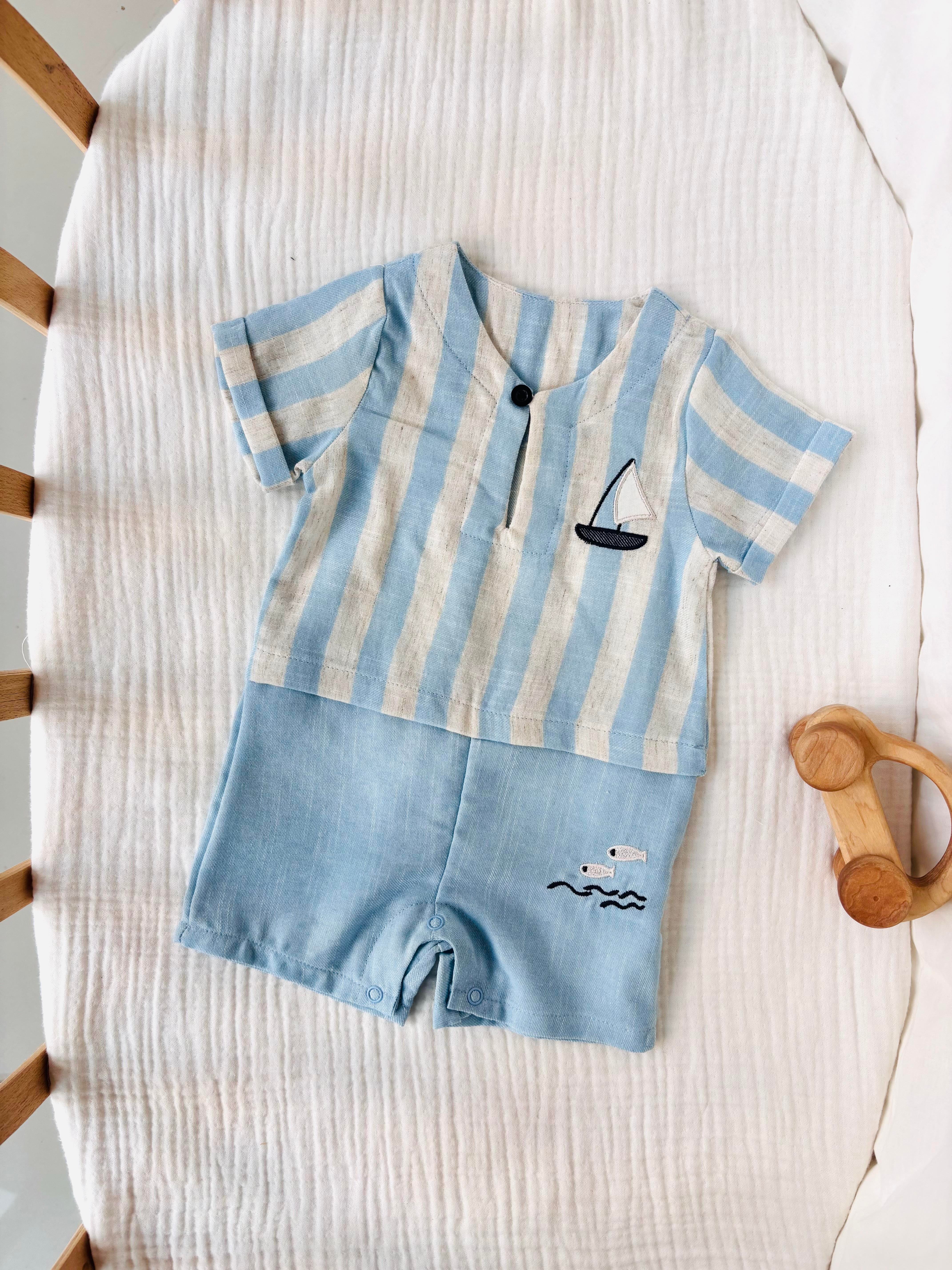 Sailboat Takım Görünümlü Tulum - Mavi