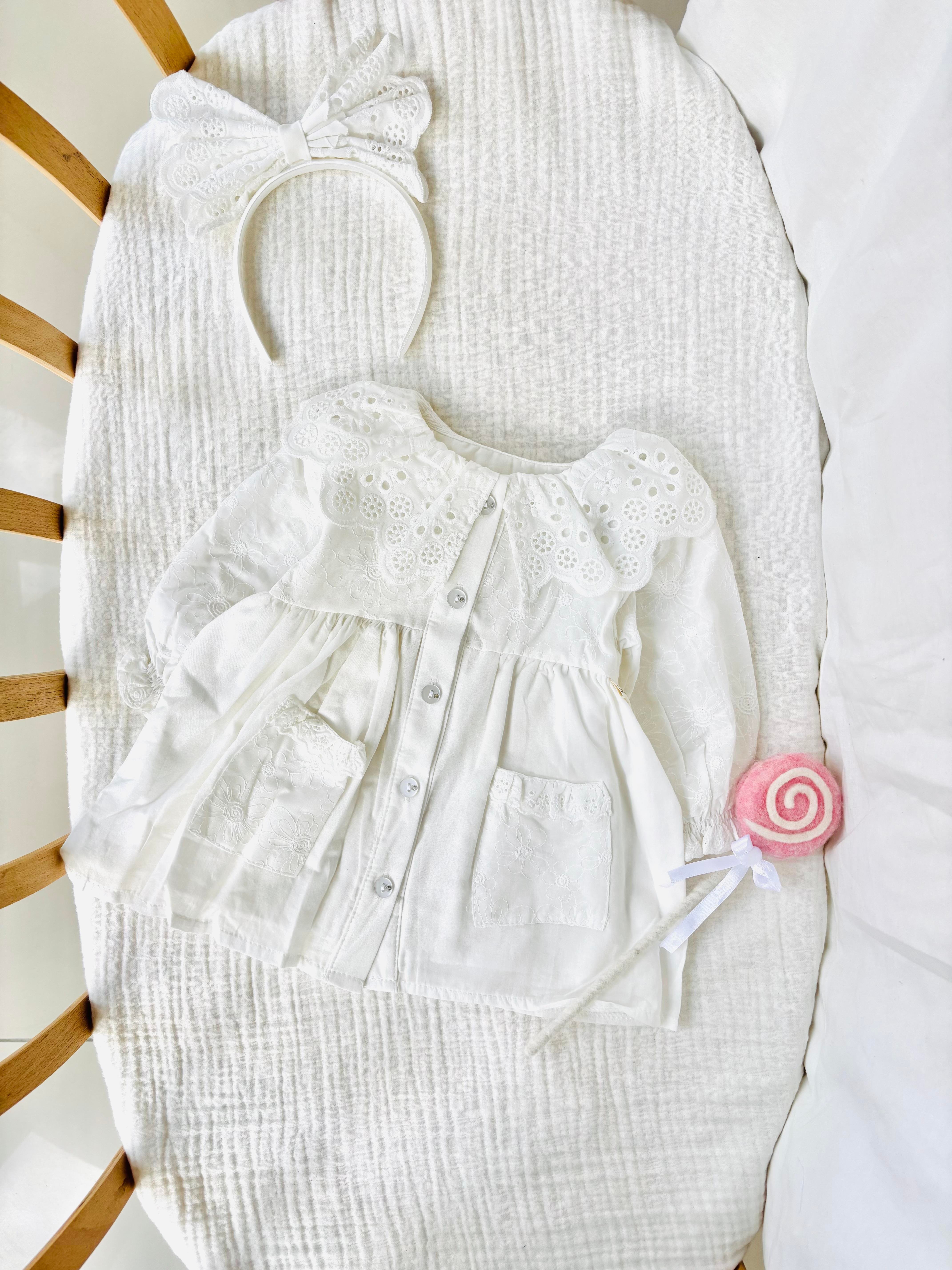 Sarah Taçlı Elbise - Beyaz