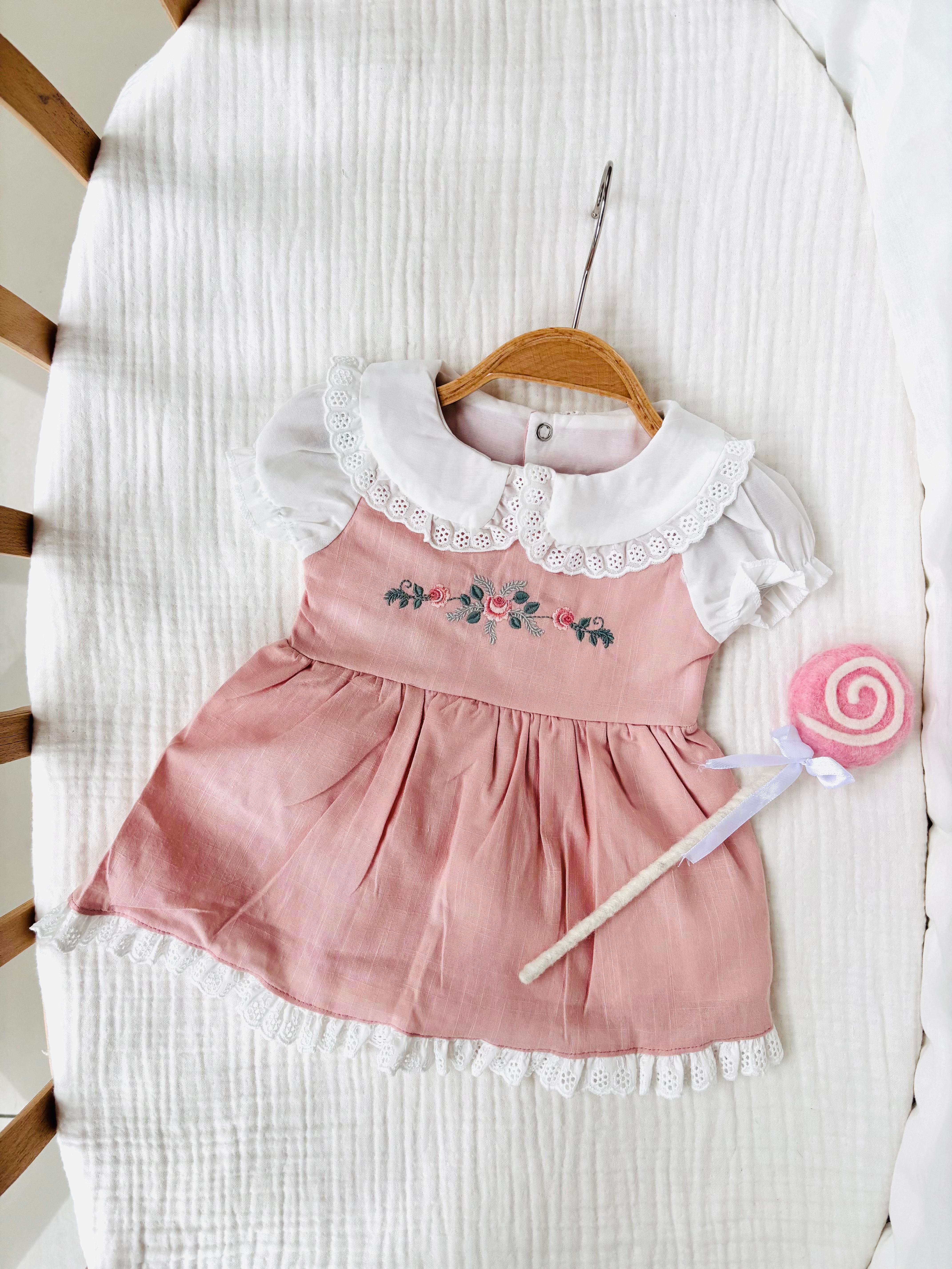 Stacie Çiçek Nakışlı Elbise - Pembe