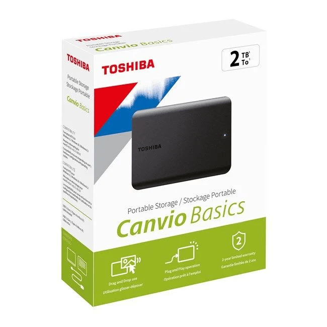 Toshiba Canvio Basics 2TB USB 3.2 Gen1 Taşınabilir Harici HDD Siyah HDTB520EK3AA