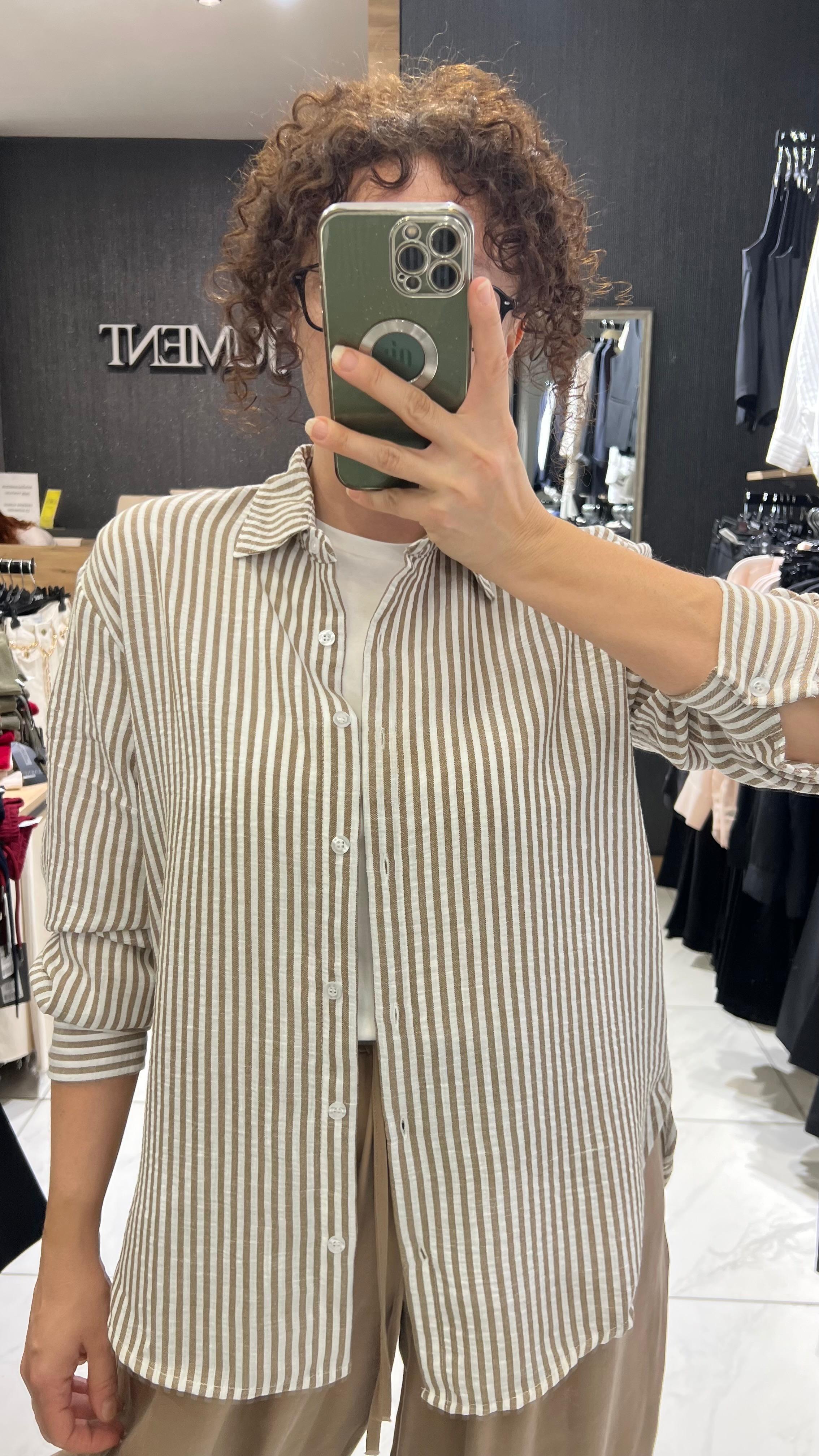 ÇİZGİLİ GÖMLEK BEJ