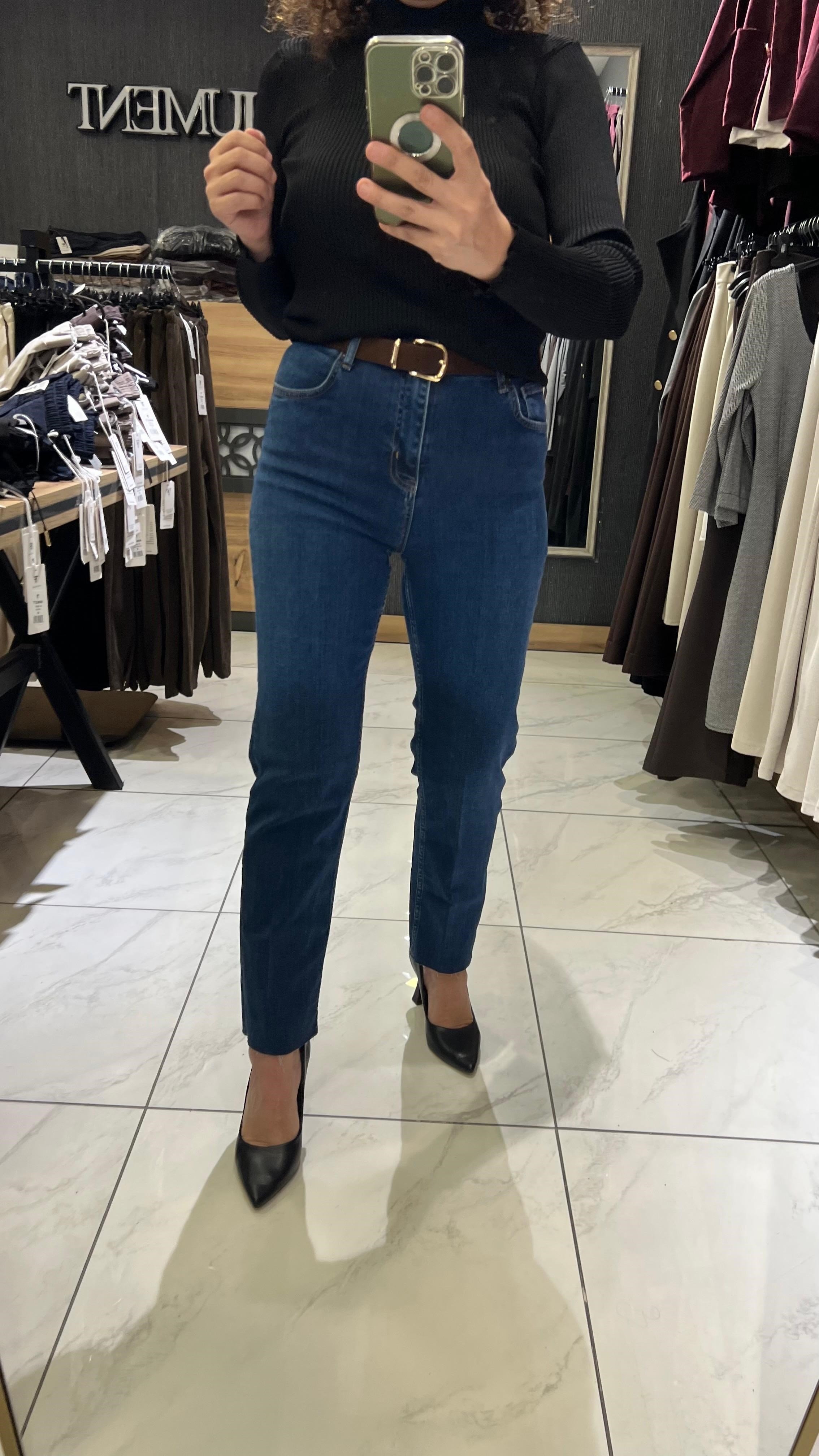 KEMERLİ JEAN PANTOLON DARK BLUE