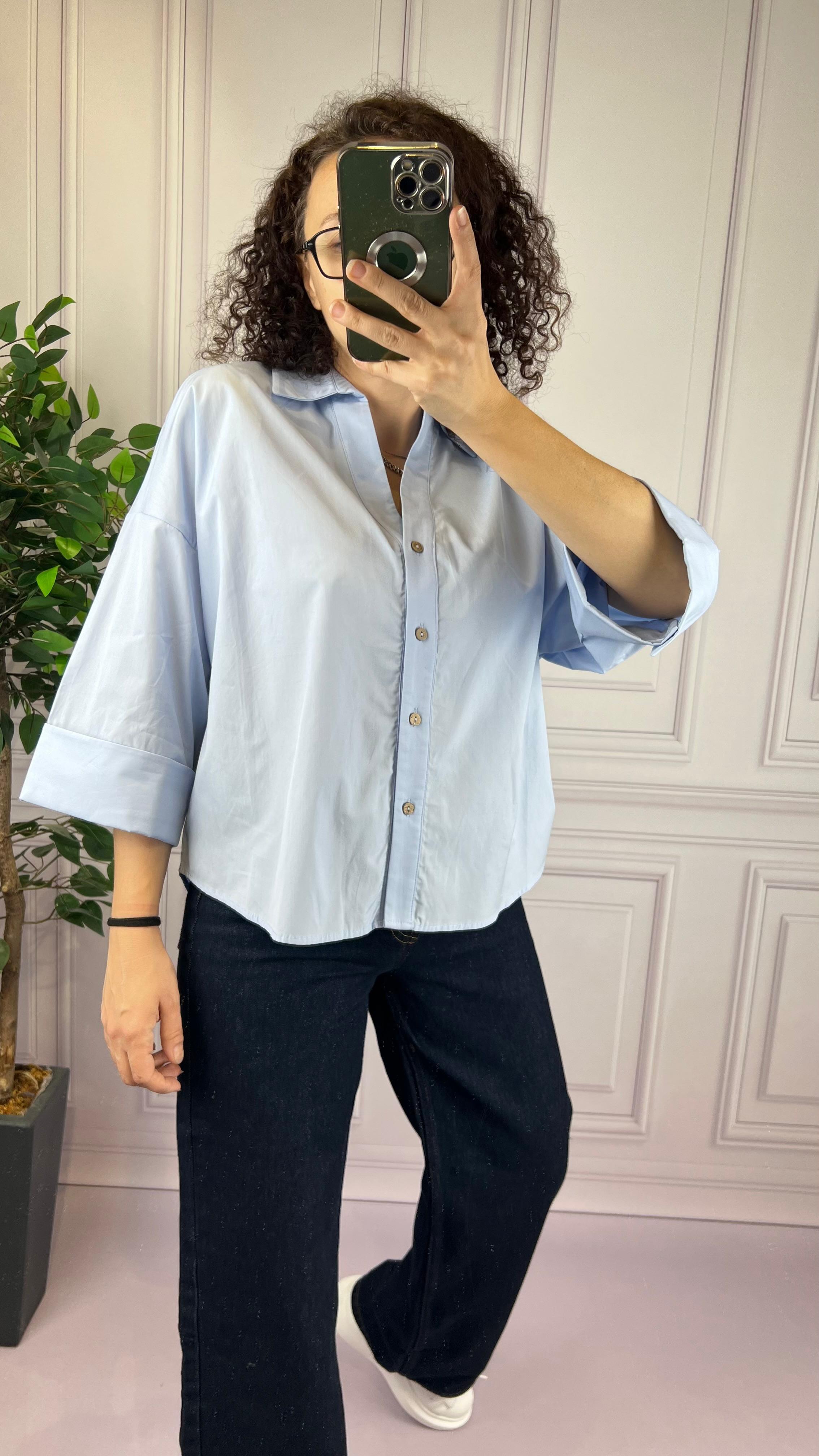 POPLİN GÖMLEK MAVİ