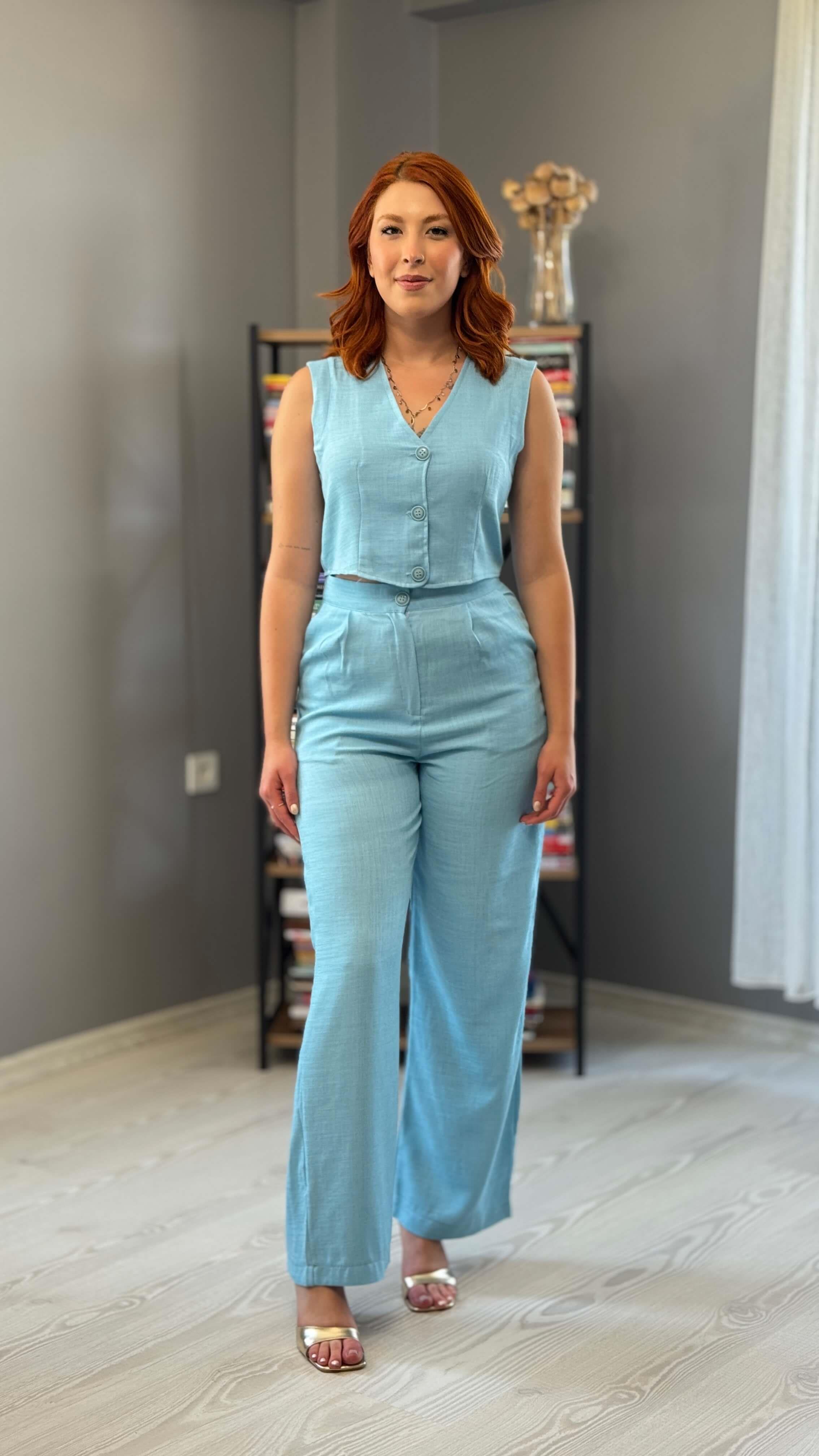 Bebe Mavisi Düğmeli Takım