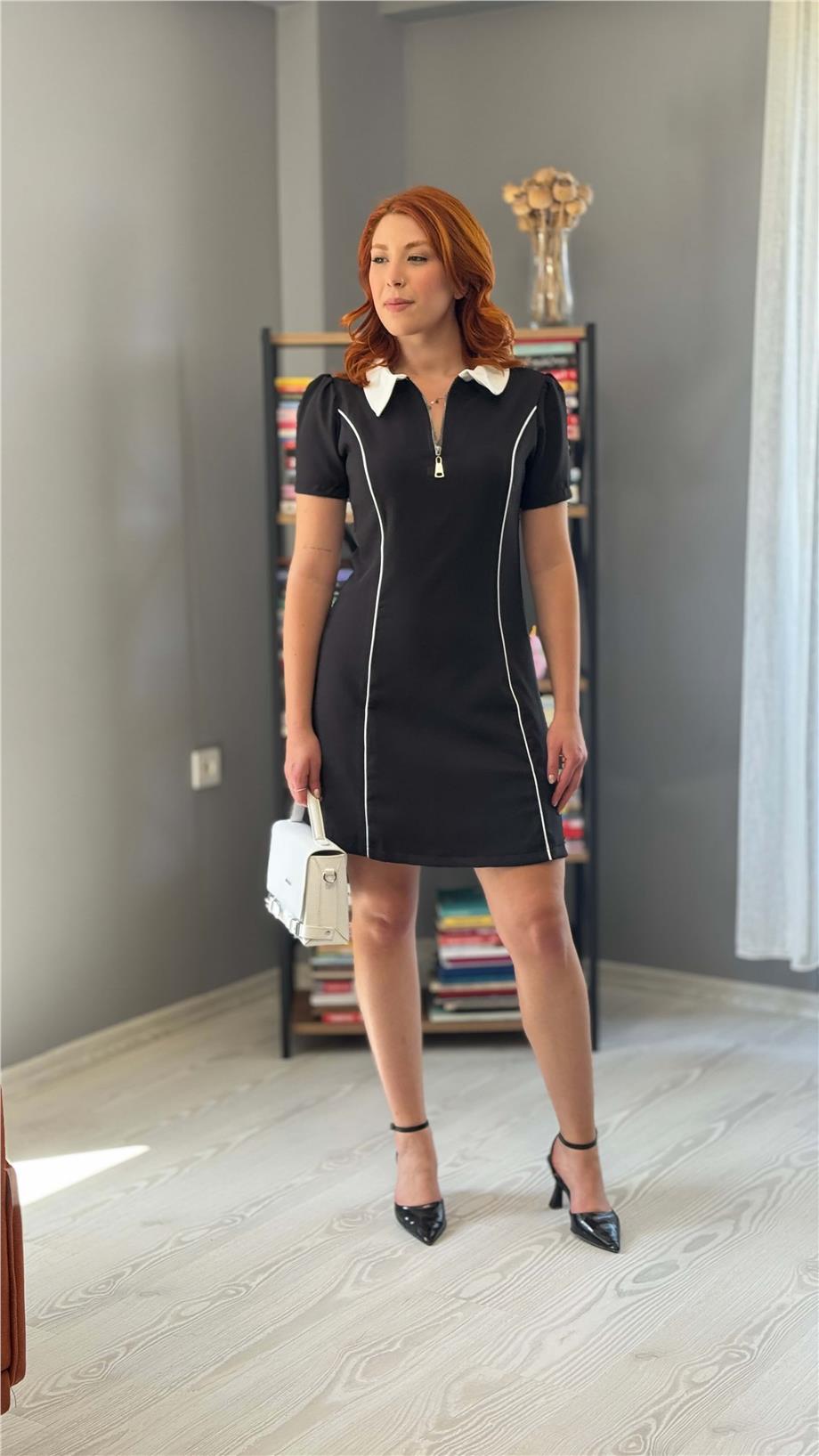 Siyah Polo Yaka Elbise
