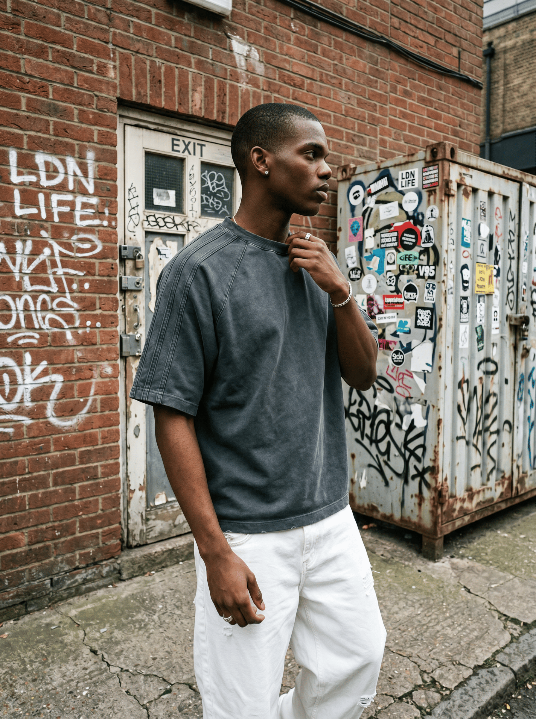 Oversize Bisiklet Yaka T-Shirt