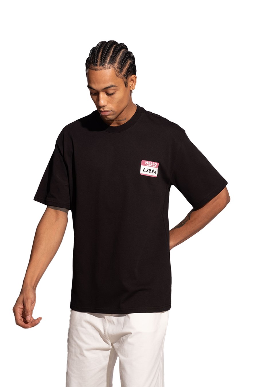 Erkek Oversize Siyah T-Shirt Terazi Burcu