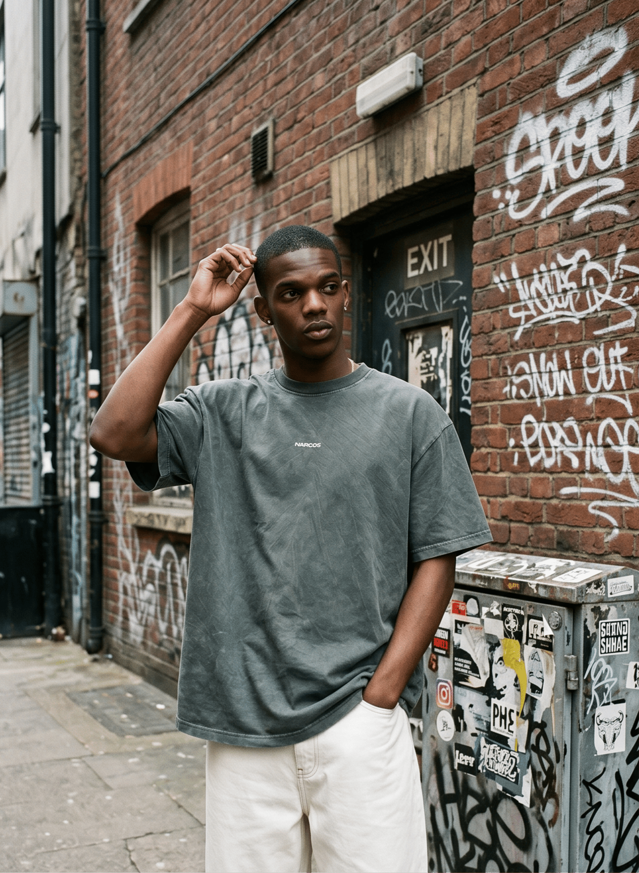 Bisiklet Yaka Yazı Detaylı Oversize T-Shirt