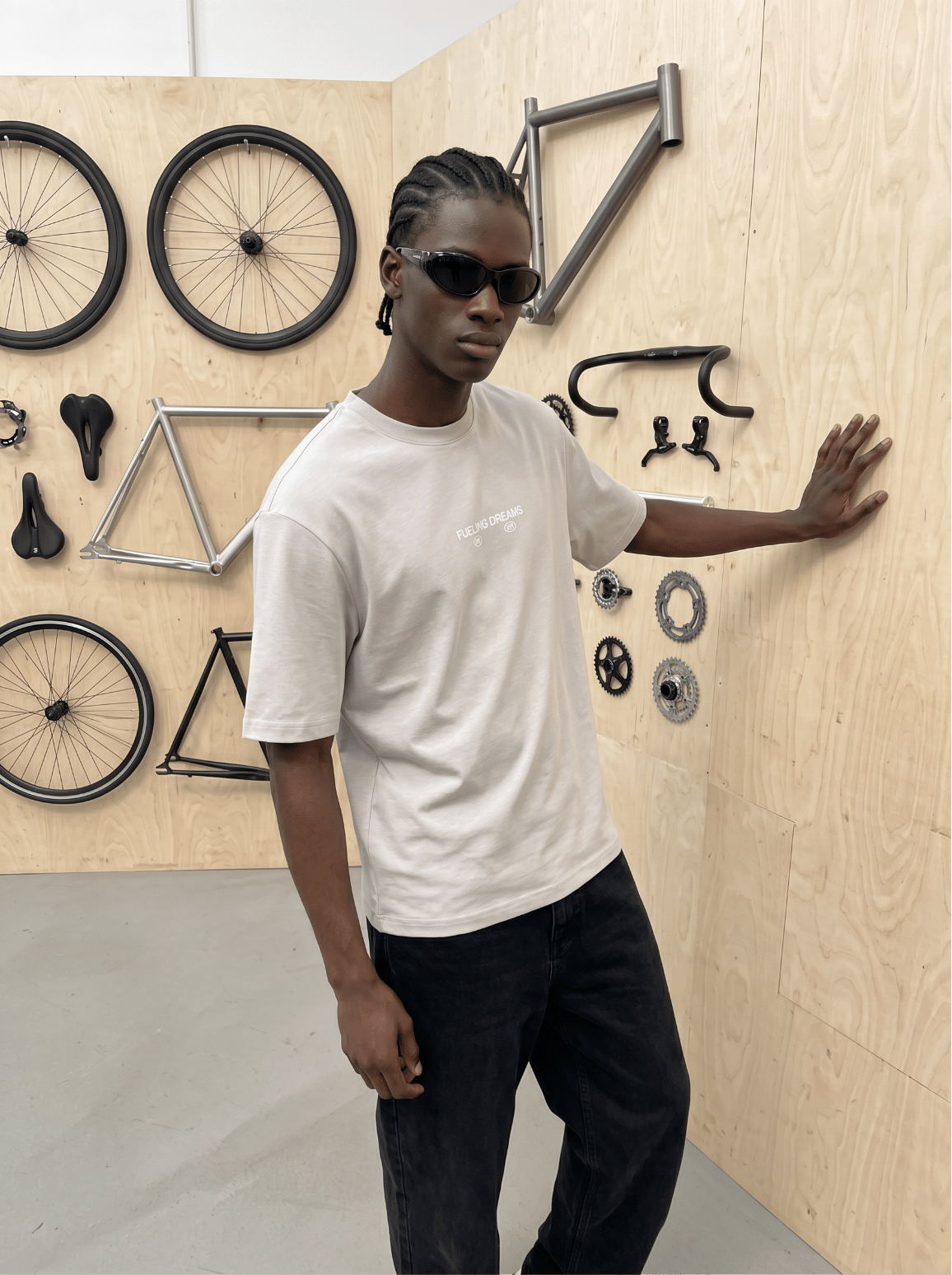 Yazı Detaylı Oversize Bisiklet Yaka T-Shirt