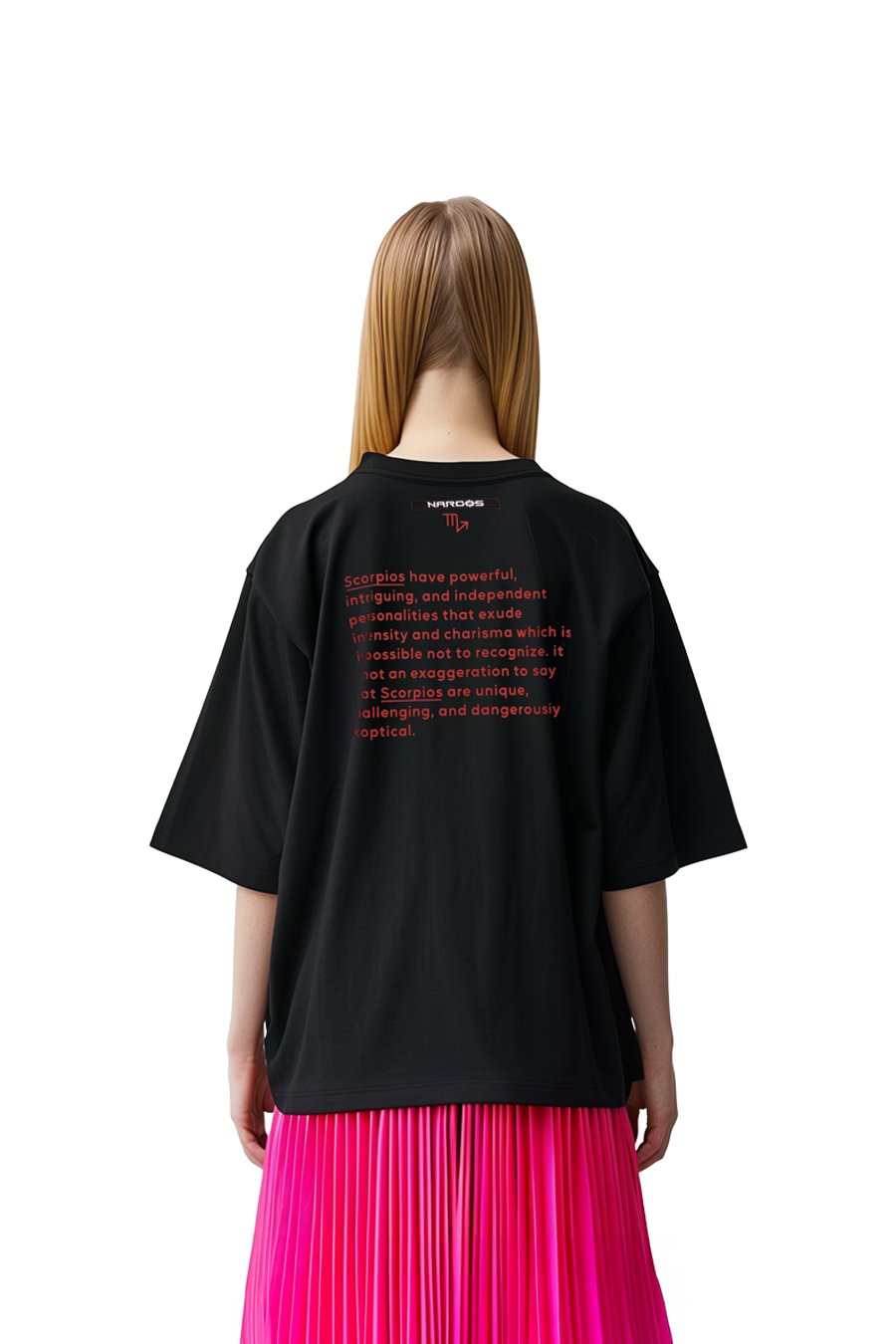 Kadın Oversize Siyah T-Shirt Akrep Burcu