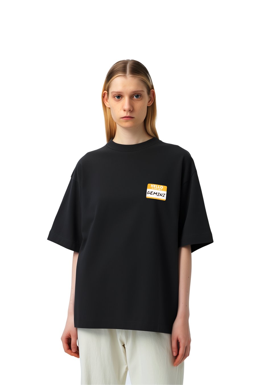 Kadın Oversize Siyah T-Shirt İkizler Burcu