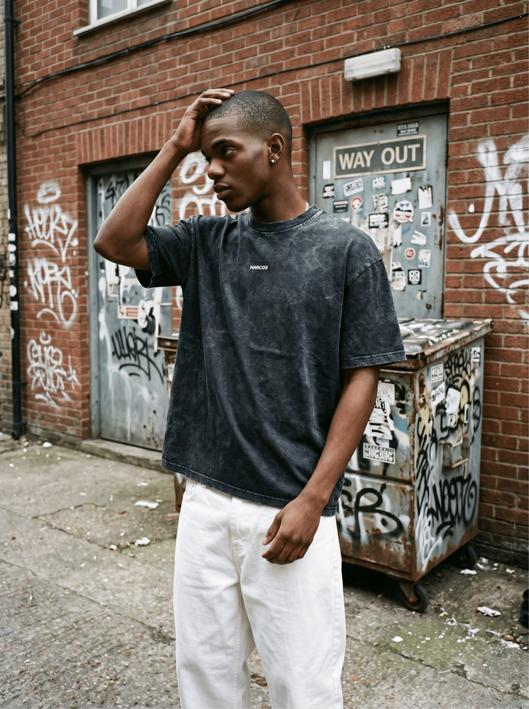 Bisiklet Yaka Yazı Detaylı Oversize T-Shirt