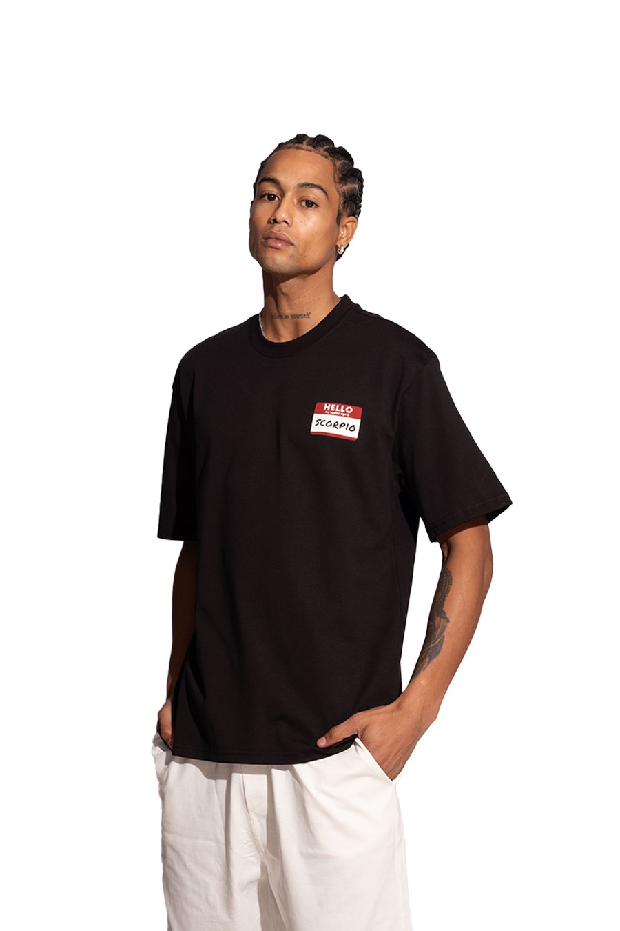 Erkek Oversize Siyah T-Shirt Akrep Burcu