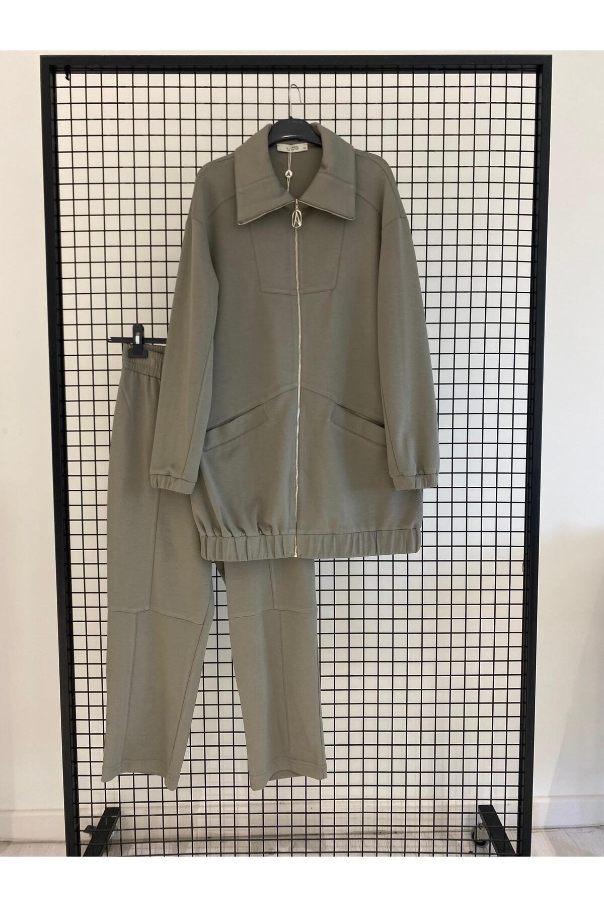 Boydan Fermuarlı Pantolonlu Takım-26YT6103