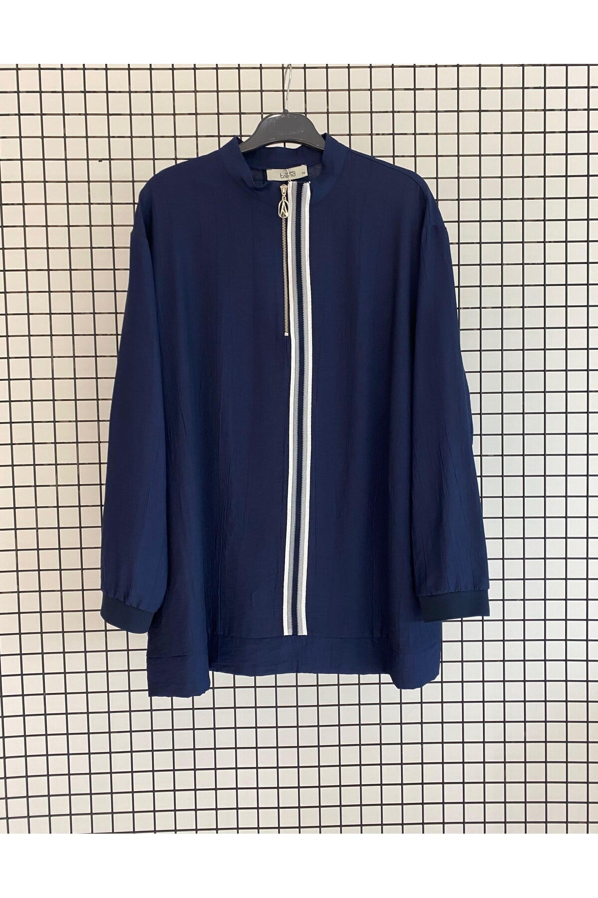 Trend Şerit Detaylı Rayon Çilek Kumaş Rahat Kalıp Yazlık Tunik