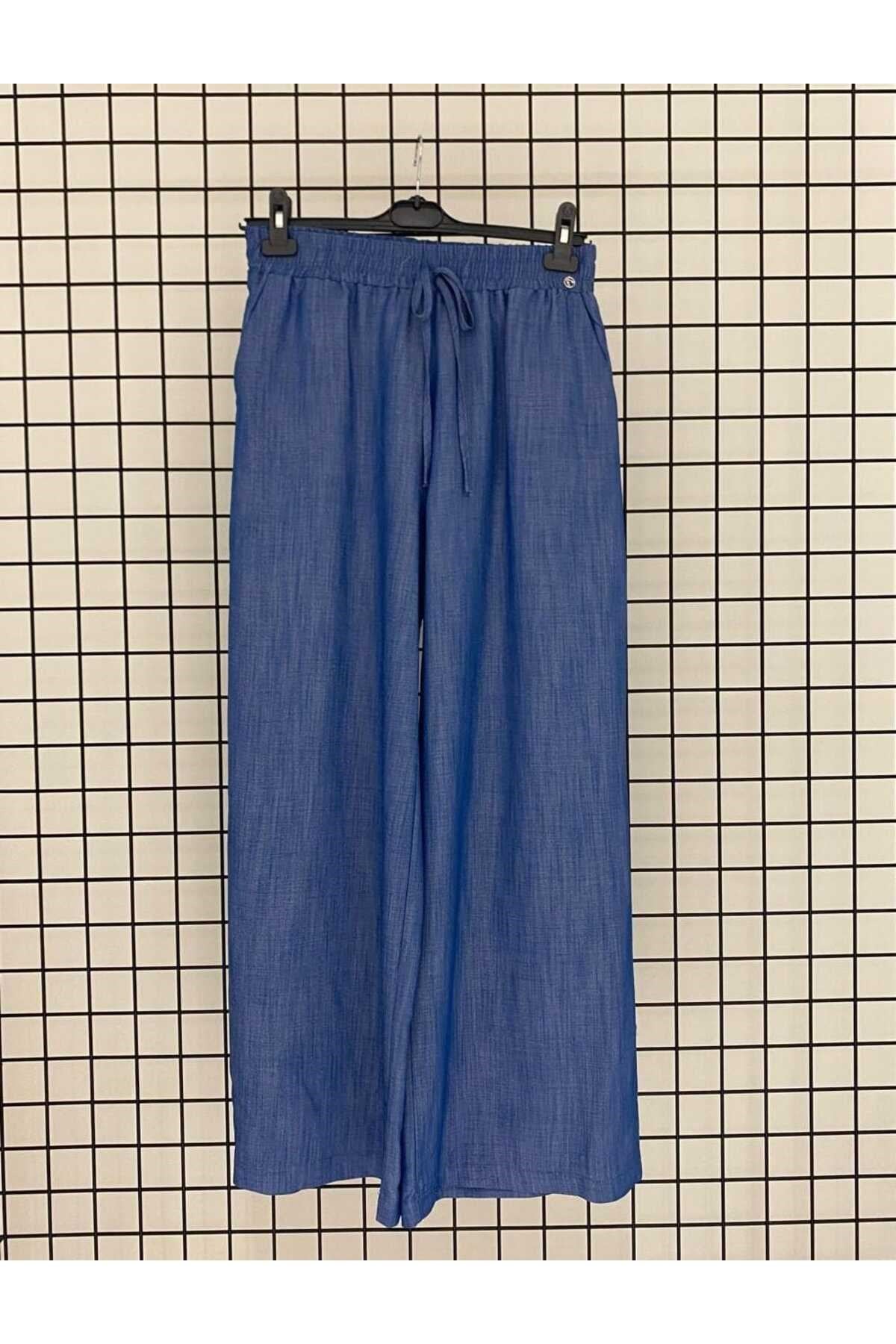 Yeni Sezon Viskon Beli Lastikli Rahat Kalıp Günlük Pantolon