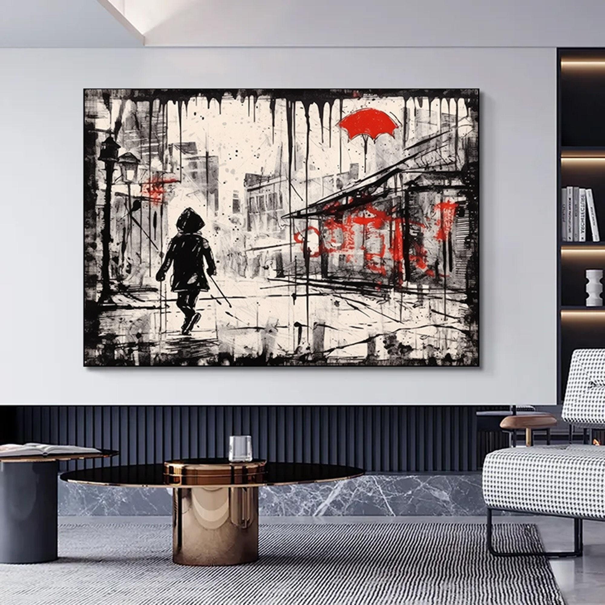 Kentsel Stil Kanvas | Banksy Tarzı Kanvas Sanatı | Sokak Graffiti Baskısı | Modern Ev Dekoru | Banksy Duvar Baskısı | Büyük Çerçeveli Kanvas Seti