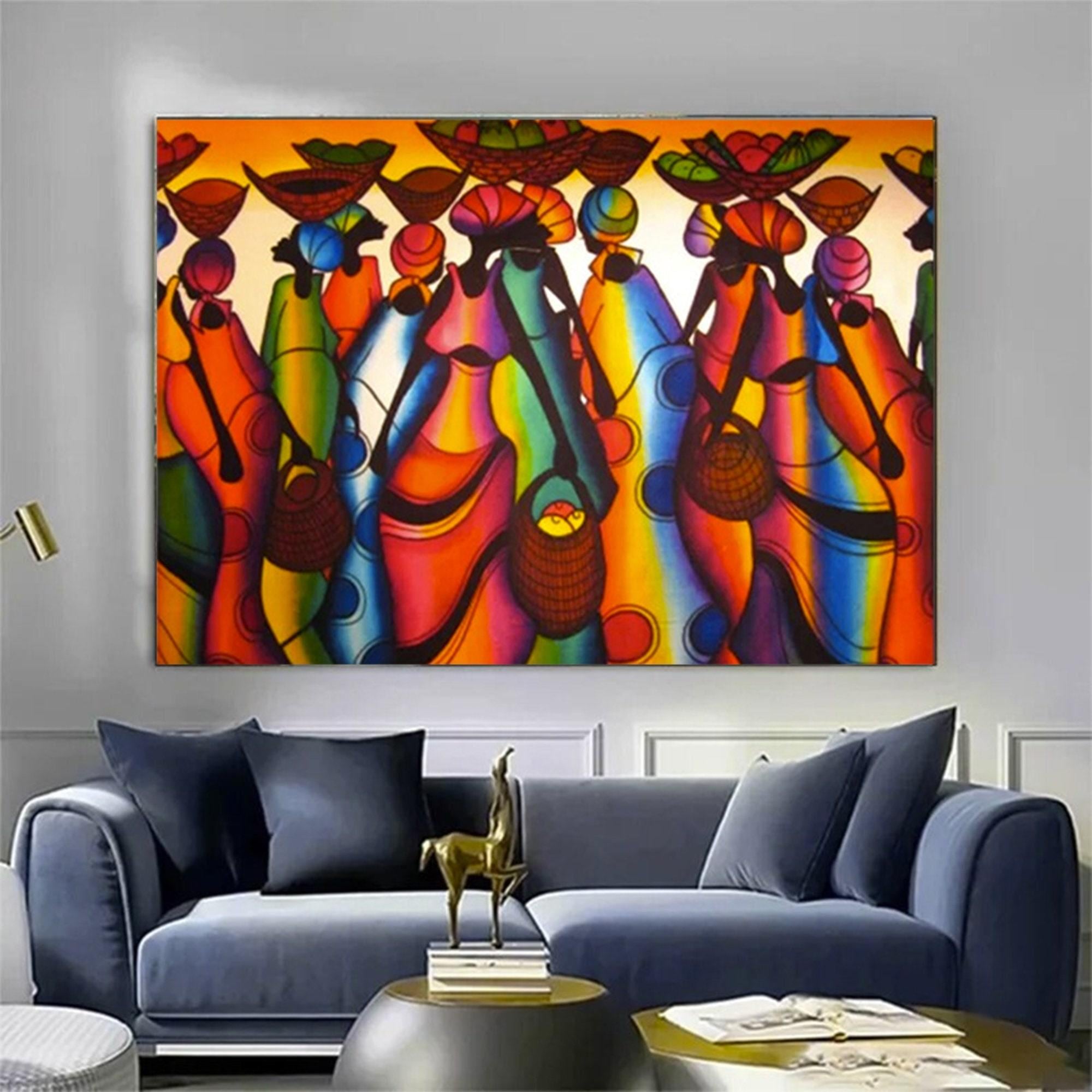 Afrikalı Kadın Renkli Soyut Poster / Kanvas Duvar Dekoru / Asılmaya Hazır