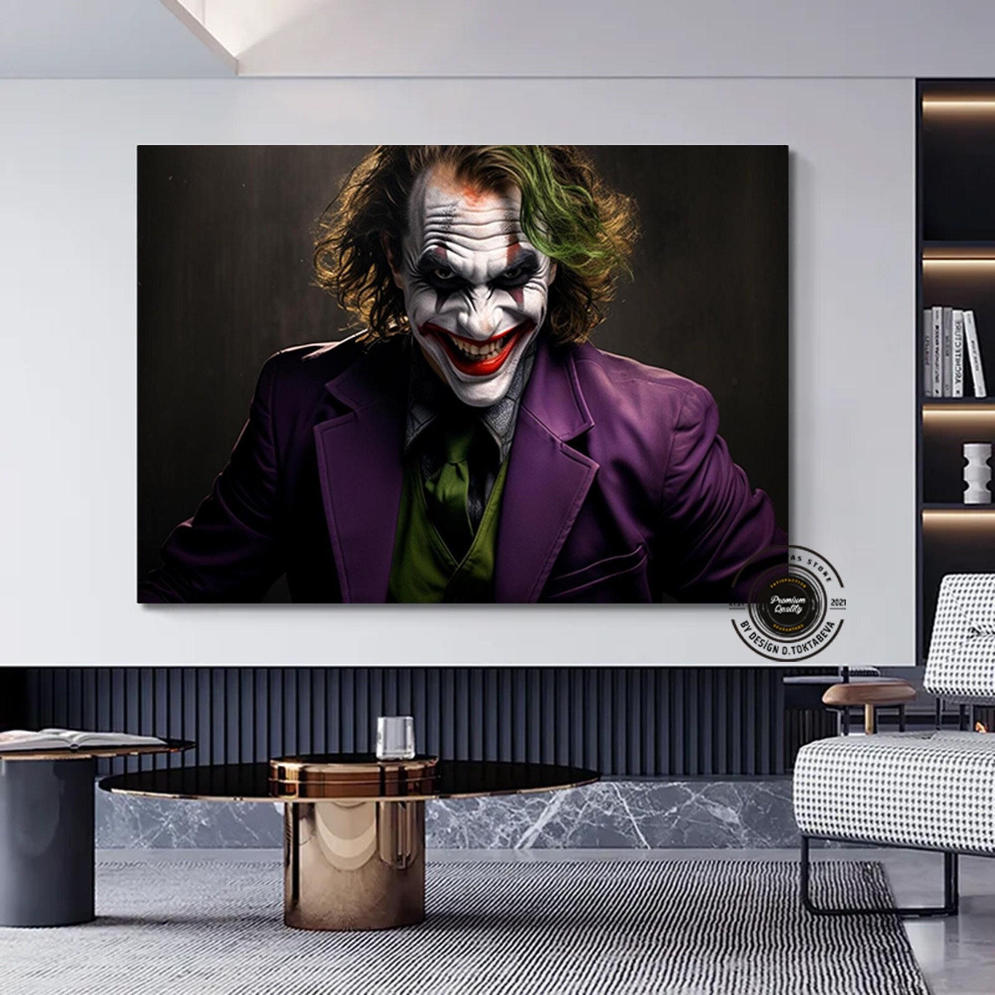 Joker Kanvas Baskısı, Joker Duvar Sanatı, Joker Portre Duvar Sanatı, Joker Baskısı, Joker Posteri, Çizgi Roman Duvar Sanatı, Film Duvar Dekoru