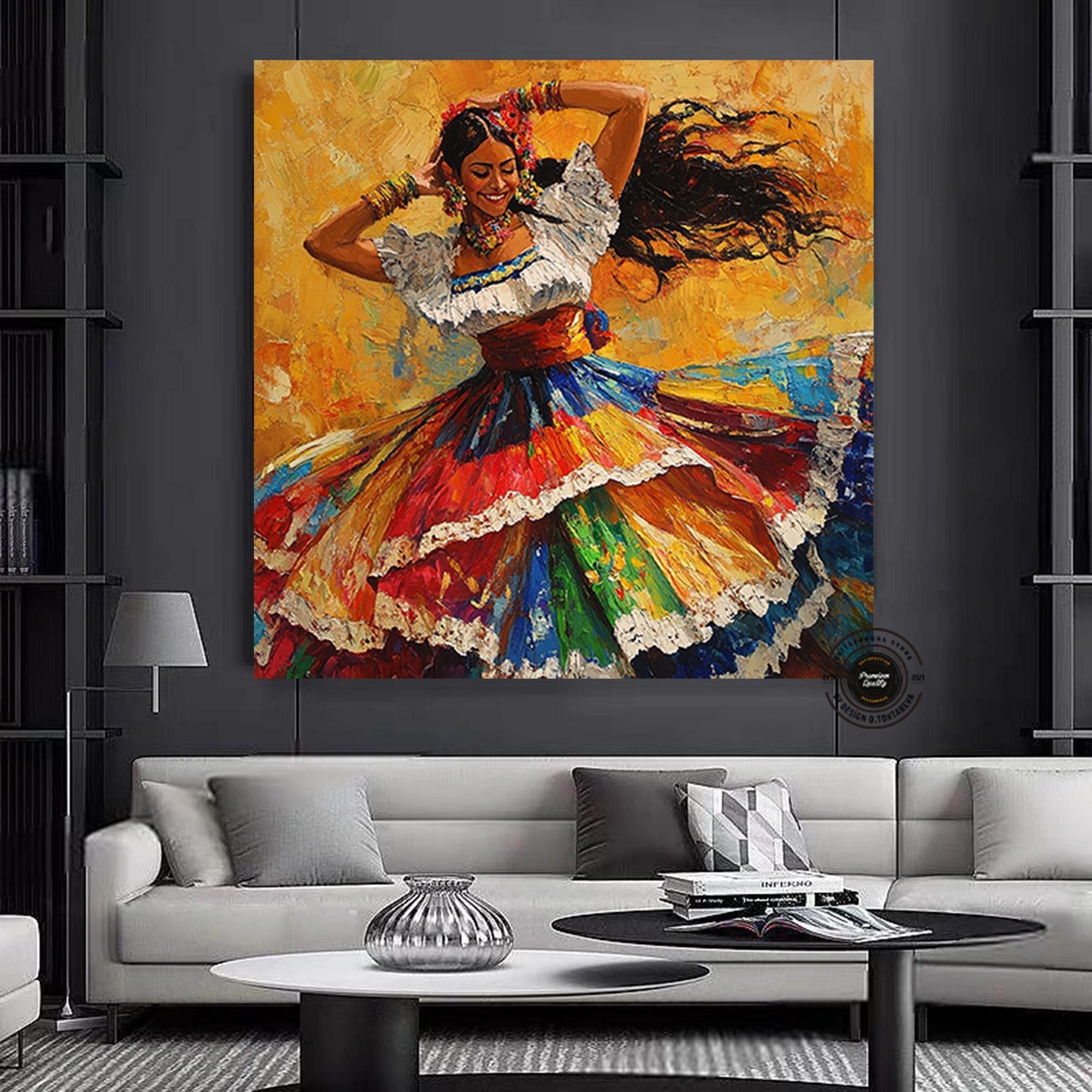 Meksikalı Dansçı Kanvas Tablosu; Hazır Asmaya
