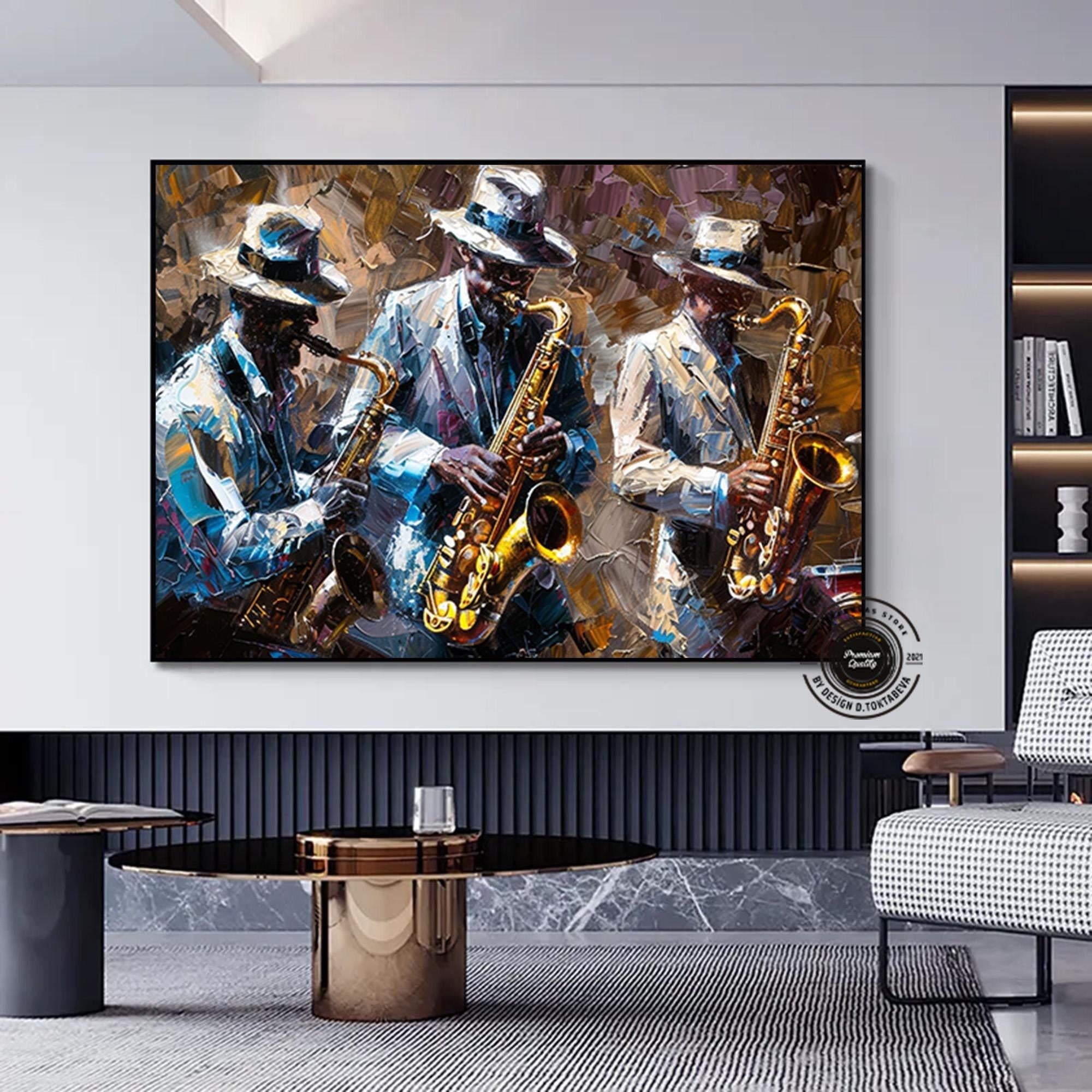 Soyut Caz Müzik Duvar Sanatı; Jazz Kanvas; Afrikalı Duvar Sanatı