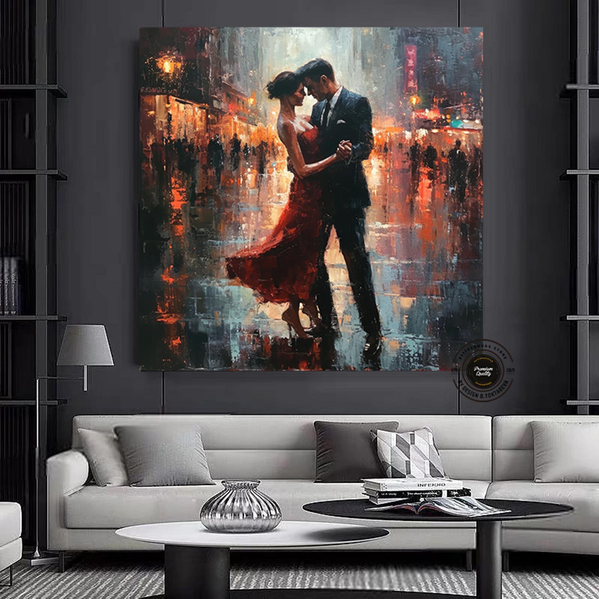 Tango Dans Eden Çift Kanvas; Aşk Tablosu; Asmaya Hazır